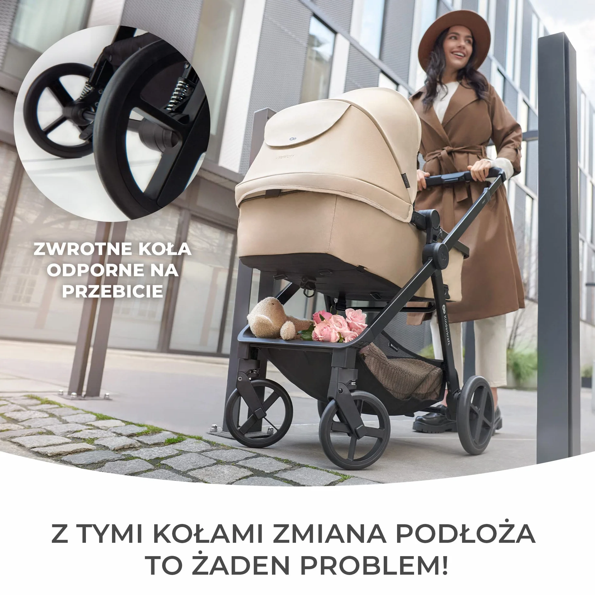 Kinderkraft NEWLY 3w1, wielofunkcyjny wózek dziecięcy, Travel System, funkcja spacerówki, fotelik samochodowy, akcesoria, regulacja oparcia, filtr UPF50+, lekki, od urodzenia do 22 kg, szary