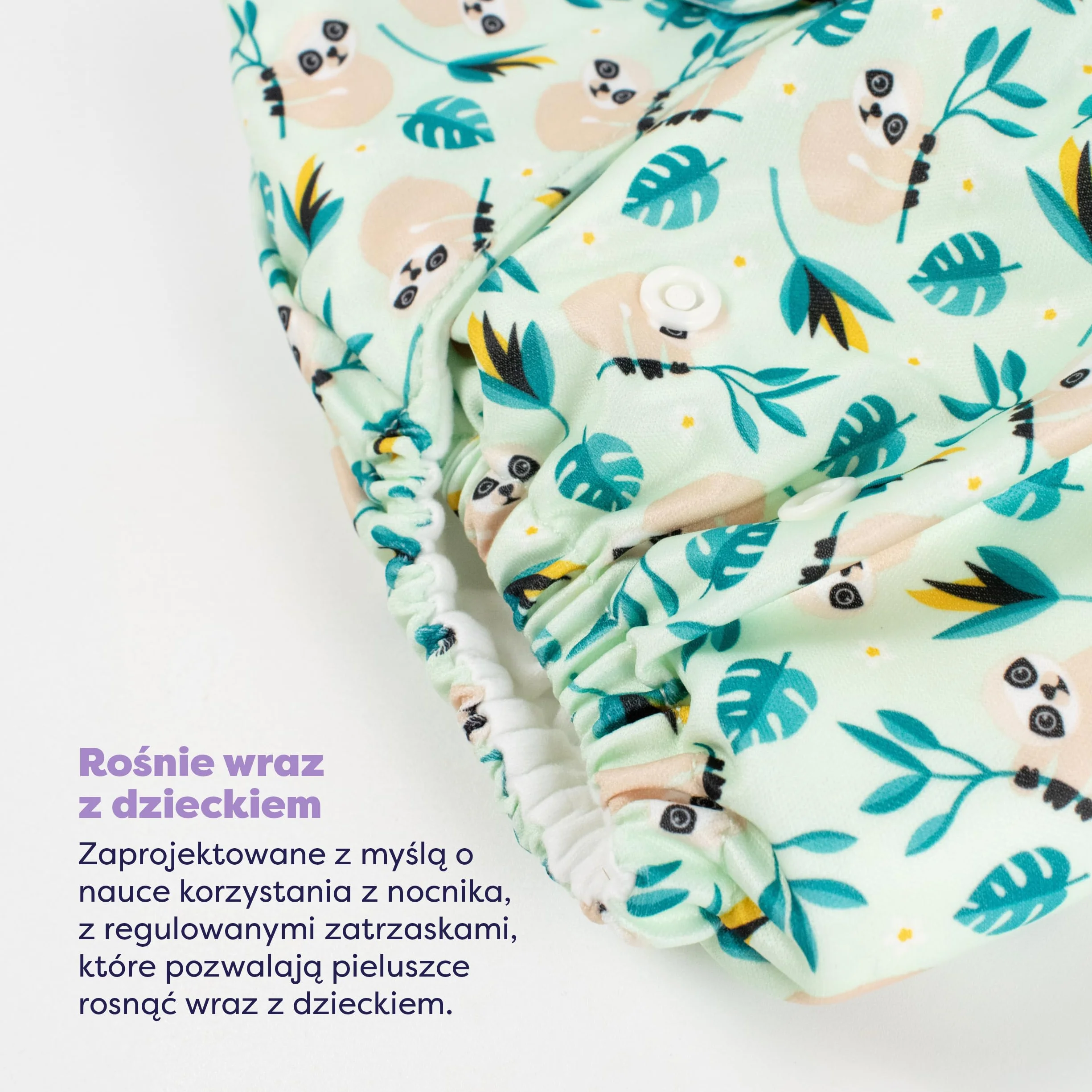 Bambino Mio, miosolo klasyczna wielorazowa pieluszka all-in-one, wesoły leniwiec