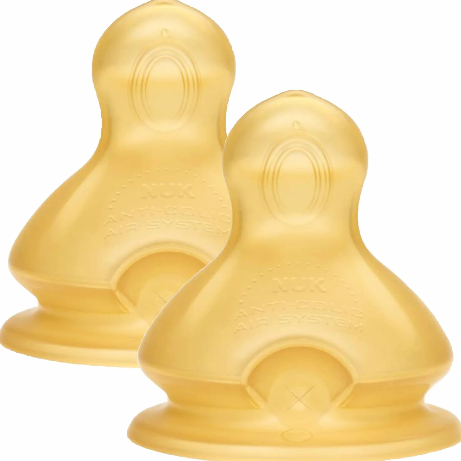 NUK First Choice+ Baby Bottle Teat, 6-18 Months, Latex with Large Feed Hole, Anti-Colic, 2 Count