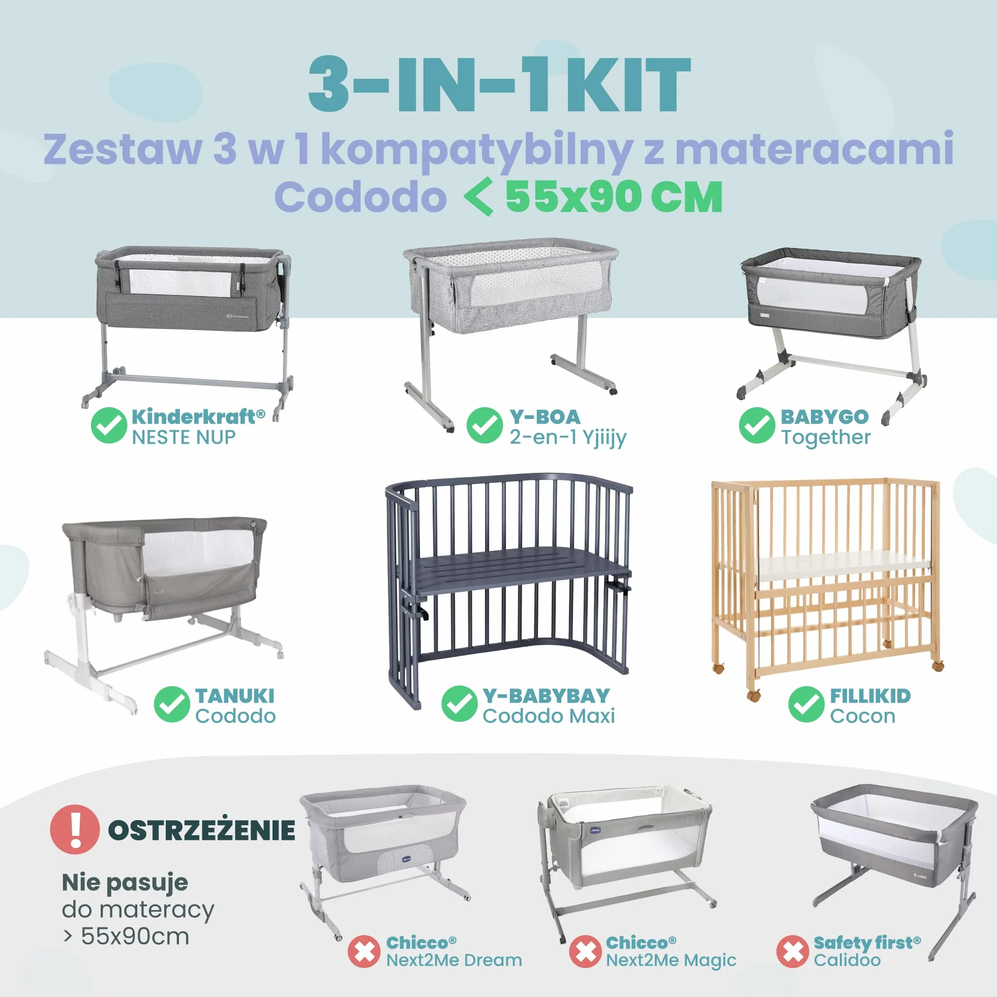 Zestaw 2 x 100% Bawełniane Prześcieradła z Gumką - 1 x 100% Wodoodporny Pokrowiec na Materac - Zestaw 3-55x90cm - Orange