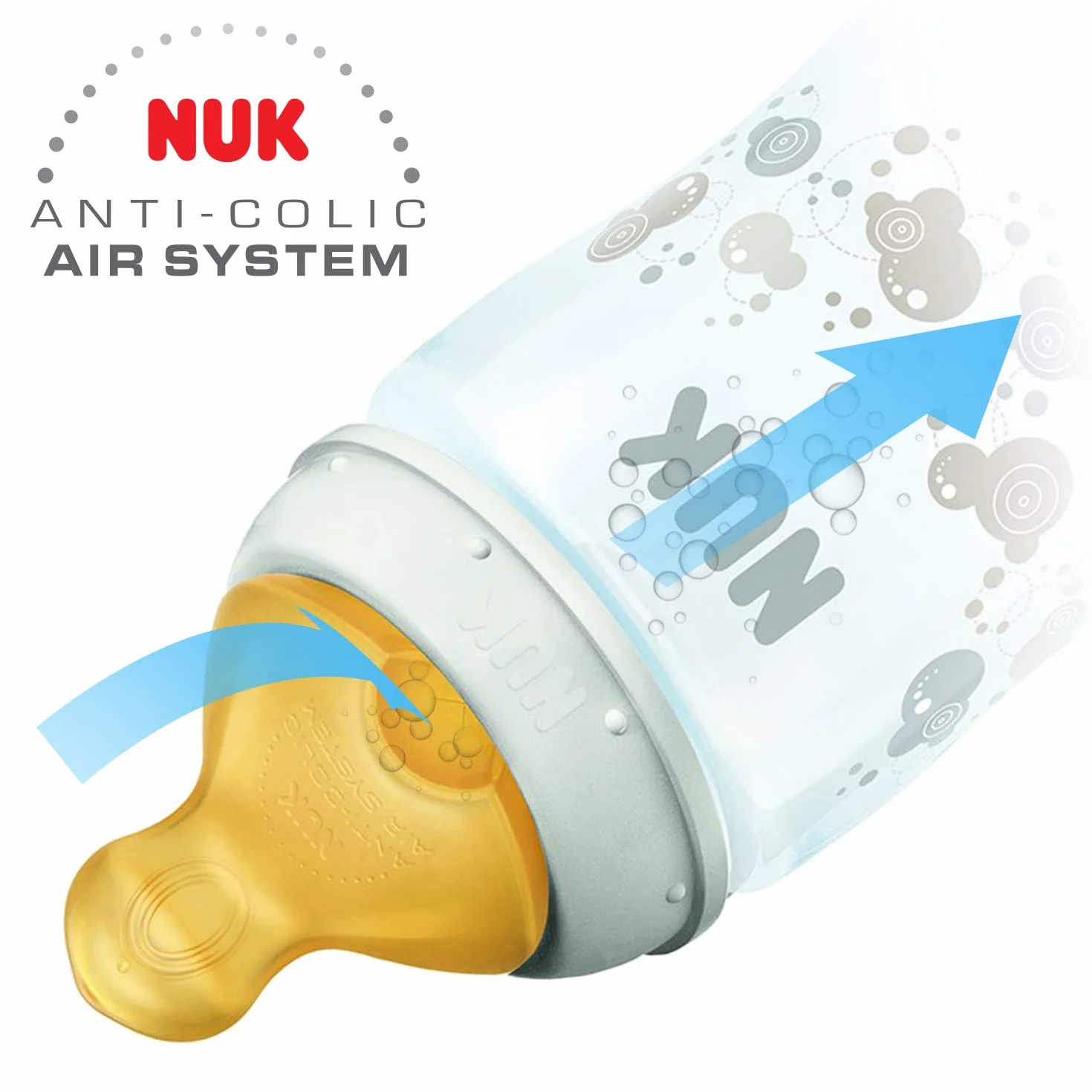 NUK First Choice+ Baby Bottle Teat, 6-18 Months, Latex with Large Feed Hole, Anti-Colic, 2 Count