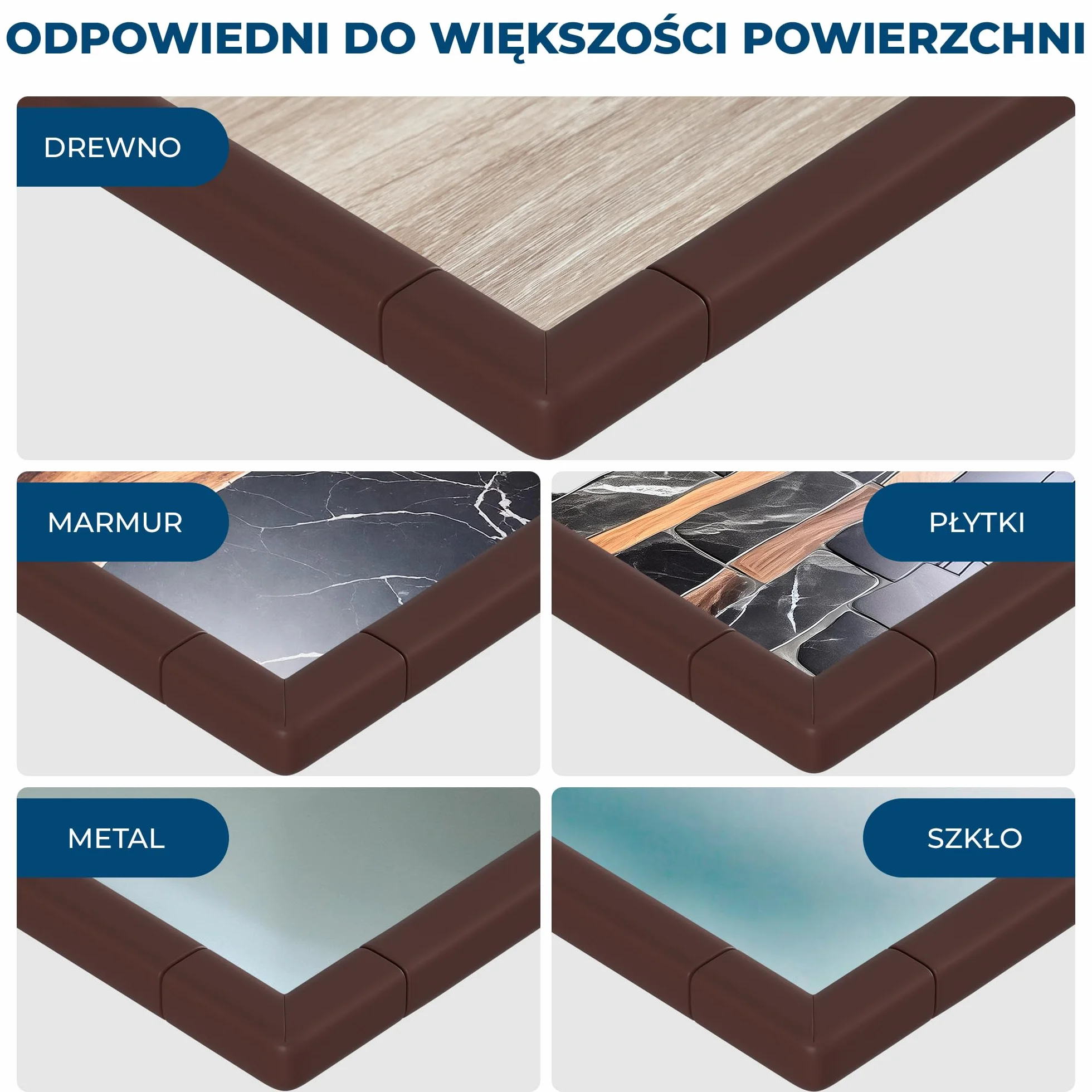 Hoffenbach Piankowe Osłony na Narożniki dla Niemowląt – 6,2 m Ochraniacz na Krawędzie Stołu & 12x Samoprzylepne Osłony na Narożniki – Zabezpieczenie dla Dzieci, Stołów i Parapetów – Czekoladowobrązowy