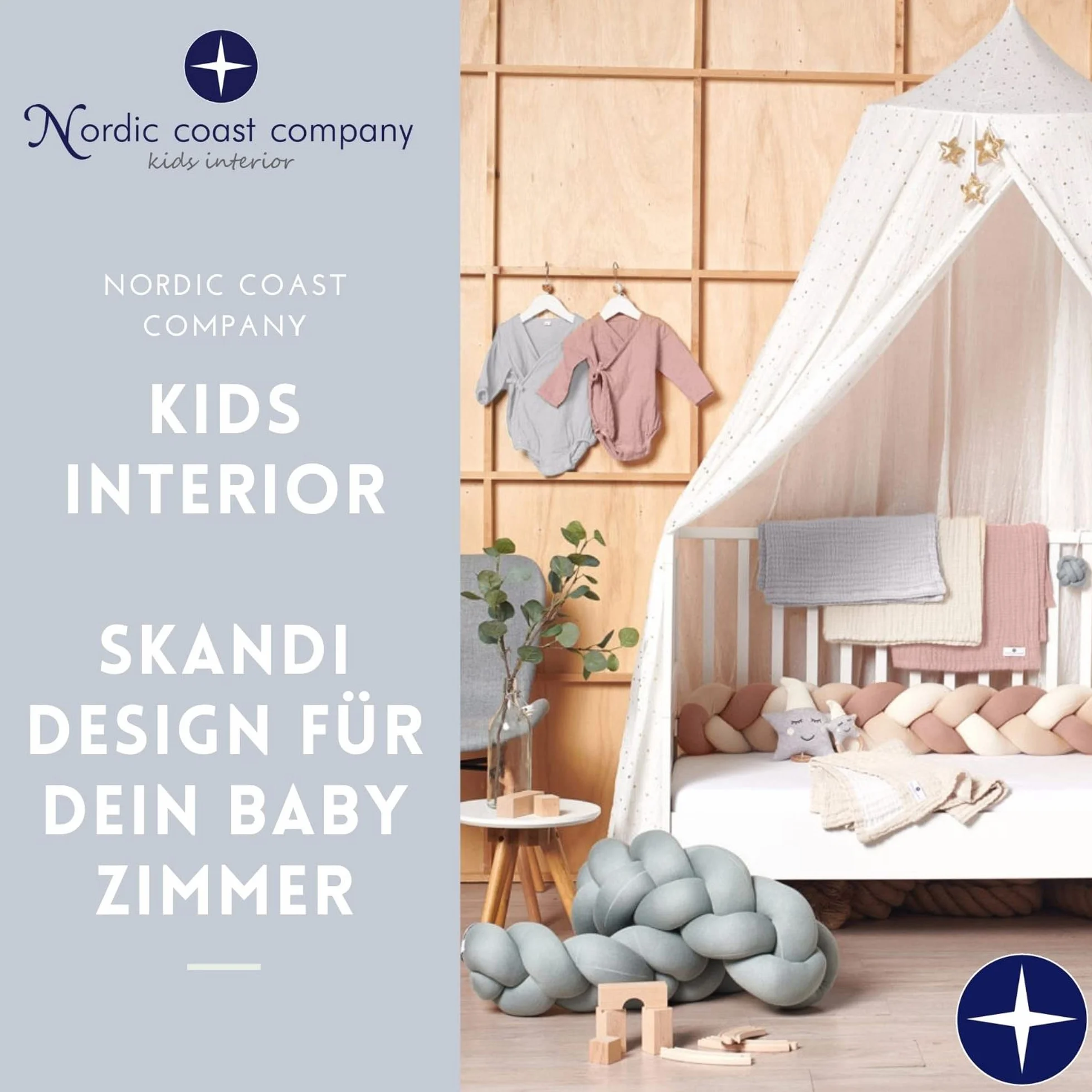 Nordic Coast® muślinowy koc duży – kocyk do raczkowania dla niemowląt w kolorze niebieskim – 90 x 120 cm – 100% bawełna Oeko Tex® – 4-warstwowy – chusta muślinowa – przytulny koc na podróż – bardzo miękki