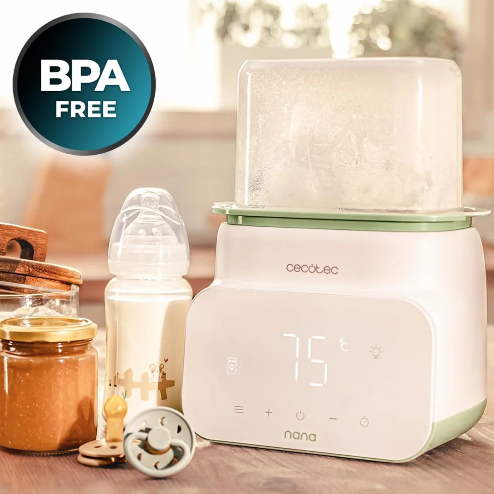 Cecotec Sterylizator do butelek Nana BabyCare Double BottleWarmer, 4 tryby, kosz na butelkę, nie zawiera BPA, bezpieczny do przechowywania wody, mleka i żywności