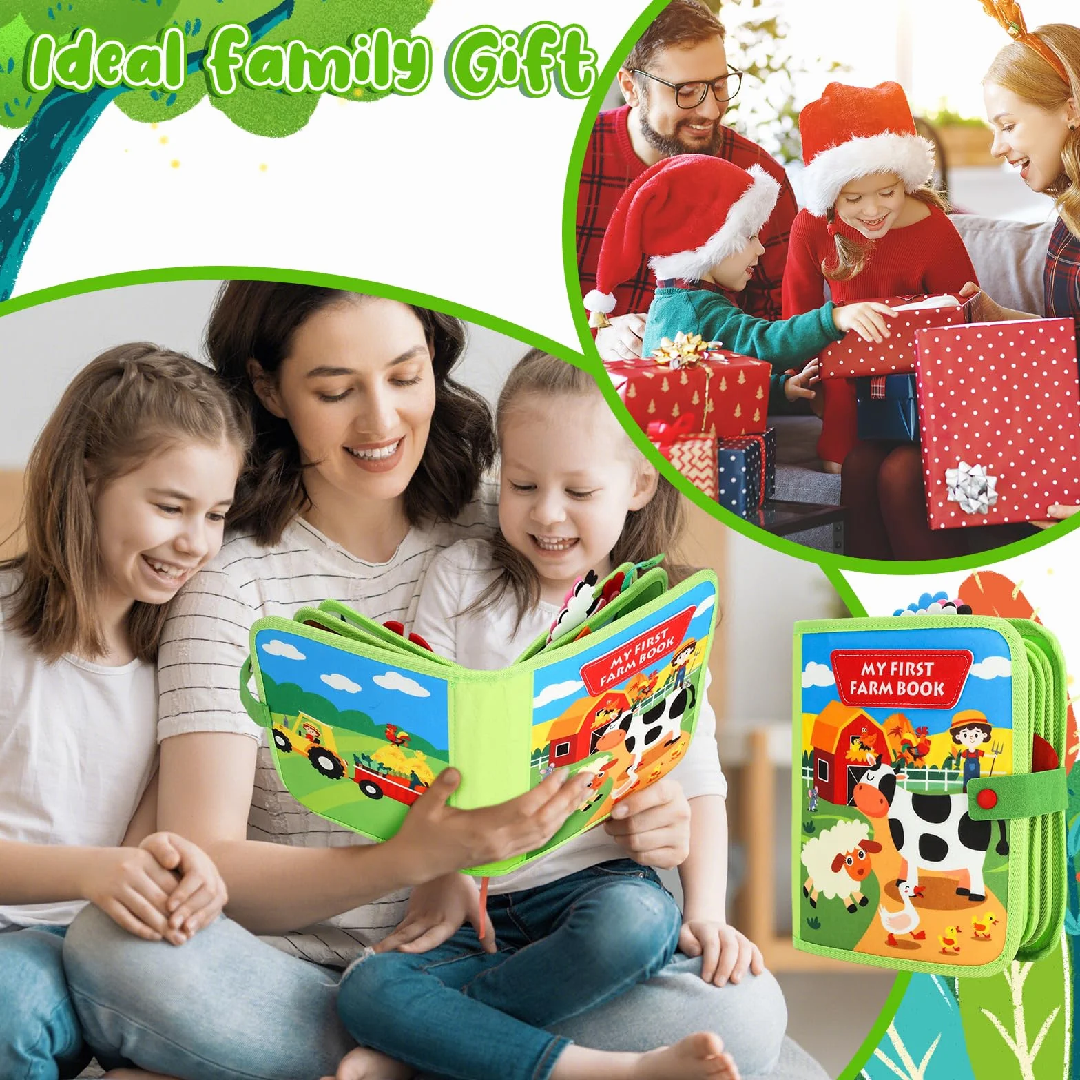 Książka Montessori 1 rok, 23 w 1 Busy Board, Busy Book Farm Theme, Filcowa książka sensoryczna, idealna na rodzinne podróże, przyjęcia urodzinowe
