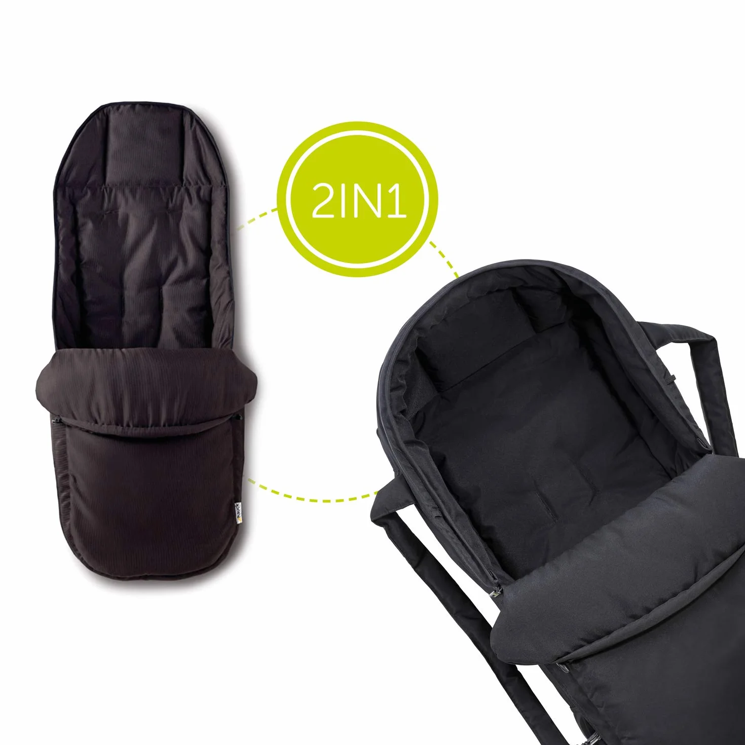 Hauck 530023 Torba do Przenoszenia 2 w 1 Przekształcana w Śpiwór, Czarny, 1 Sztuka