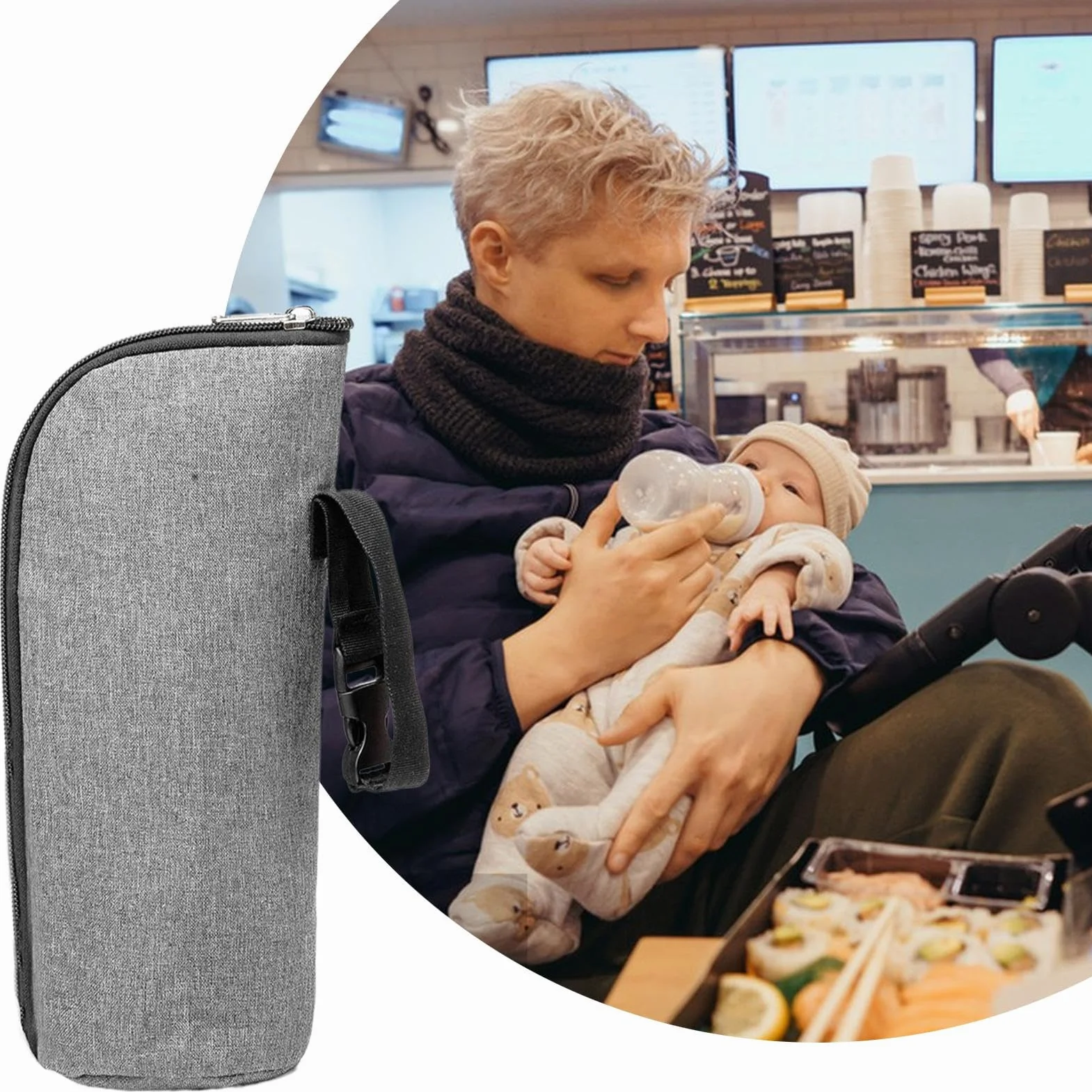 Torba chłodząca do butelek dla niemowląt | nosidełko na butelki dla niemowląt, termiczny na kubek na mleko matki rękaw do samochodu przedszkola na zewnątrz mama piknik pielęgniarstwo podróż