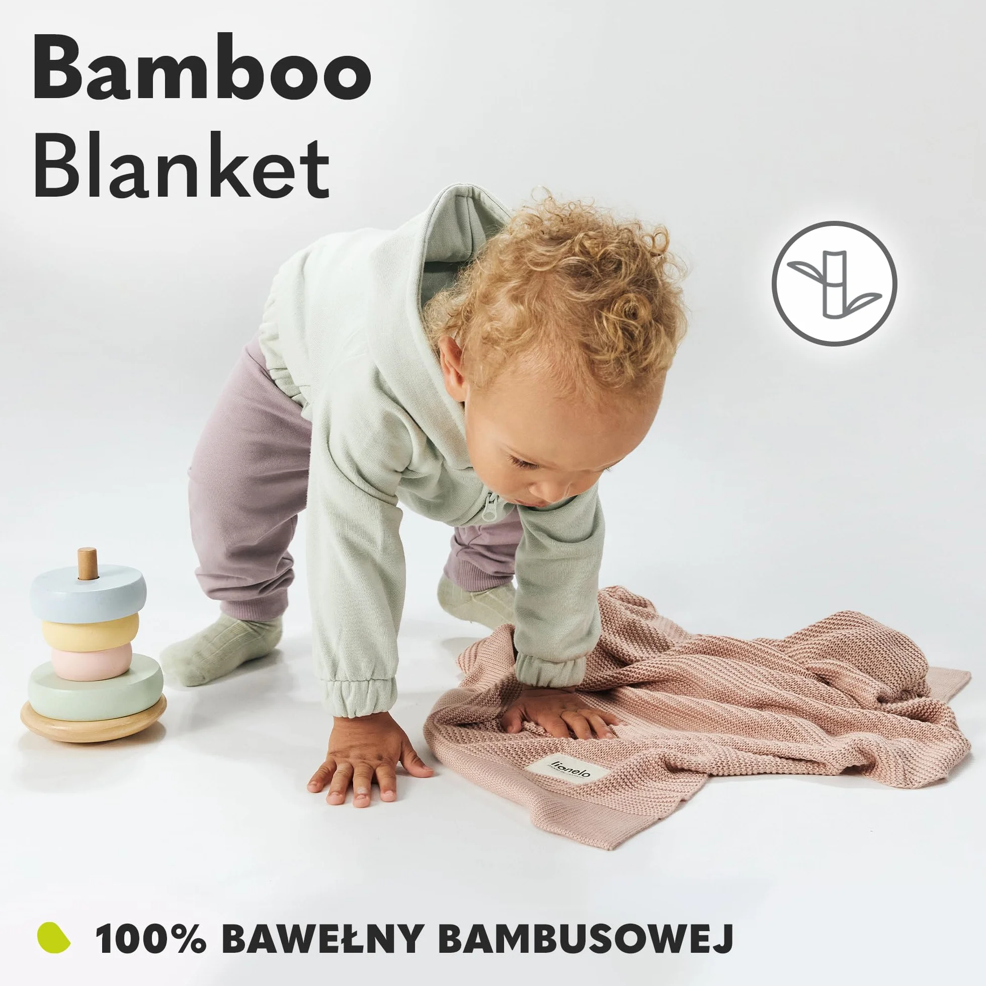 LIONELO Bambusowy Koc dla Niemowląt, Lekki Kocyk Dziecięcy od 1 dnia życia, 100% Bawełna Bambusowa, Miękki, Antybakteryjny, Hipoalergiczny, 100 x 75 cm, Prezent dla Dziecka (Beżowy)