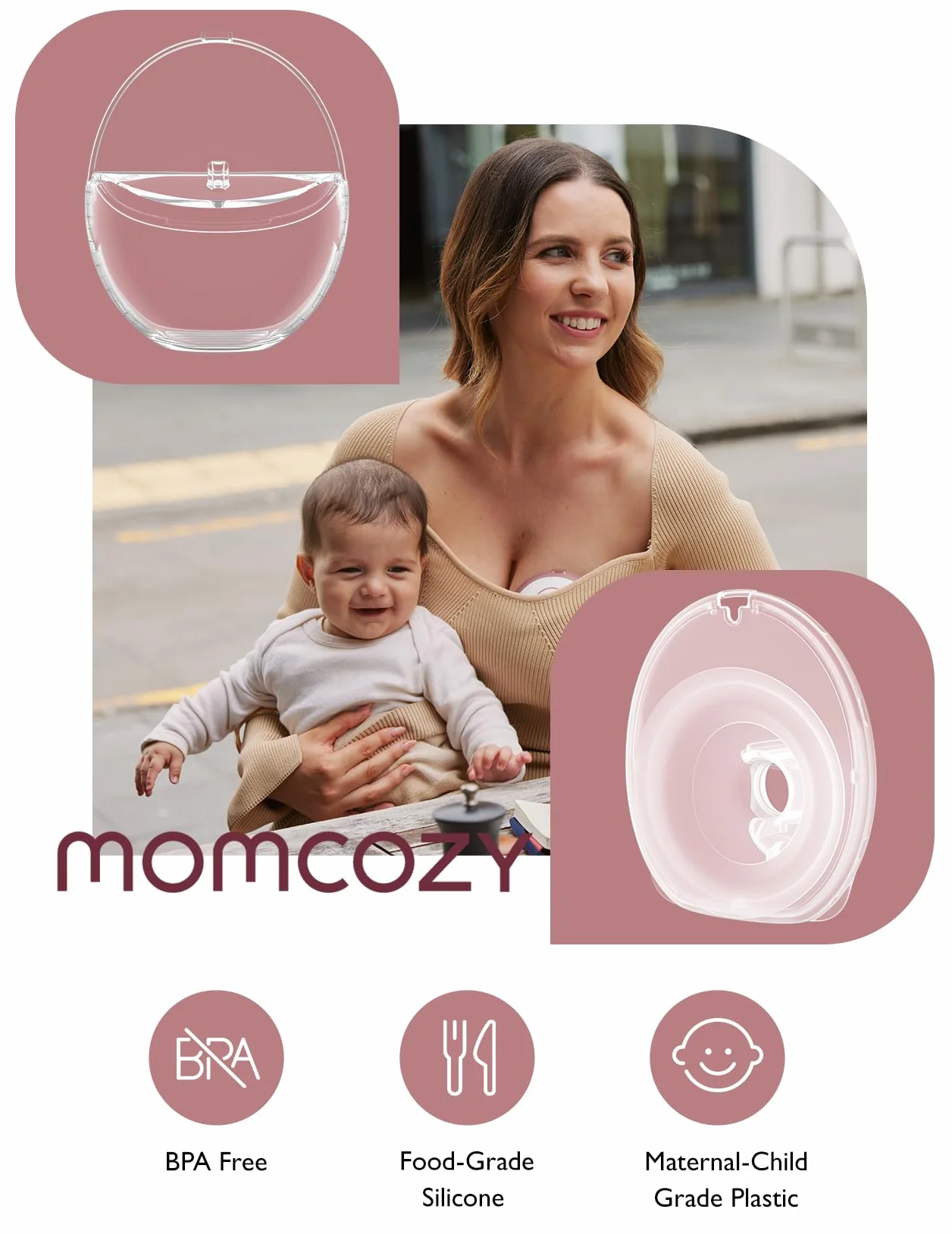 Momcozy Kołnierz 24 mm i zestaw do zbierania mleka do M6, oryginalny styl mobilny, akcesoria zamienne do laktatora M6