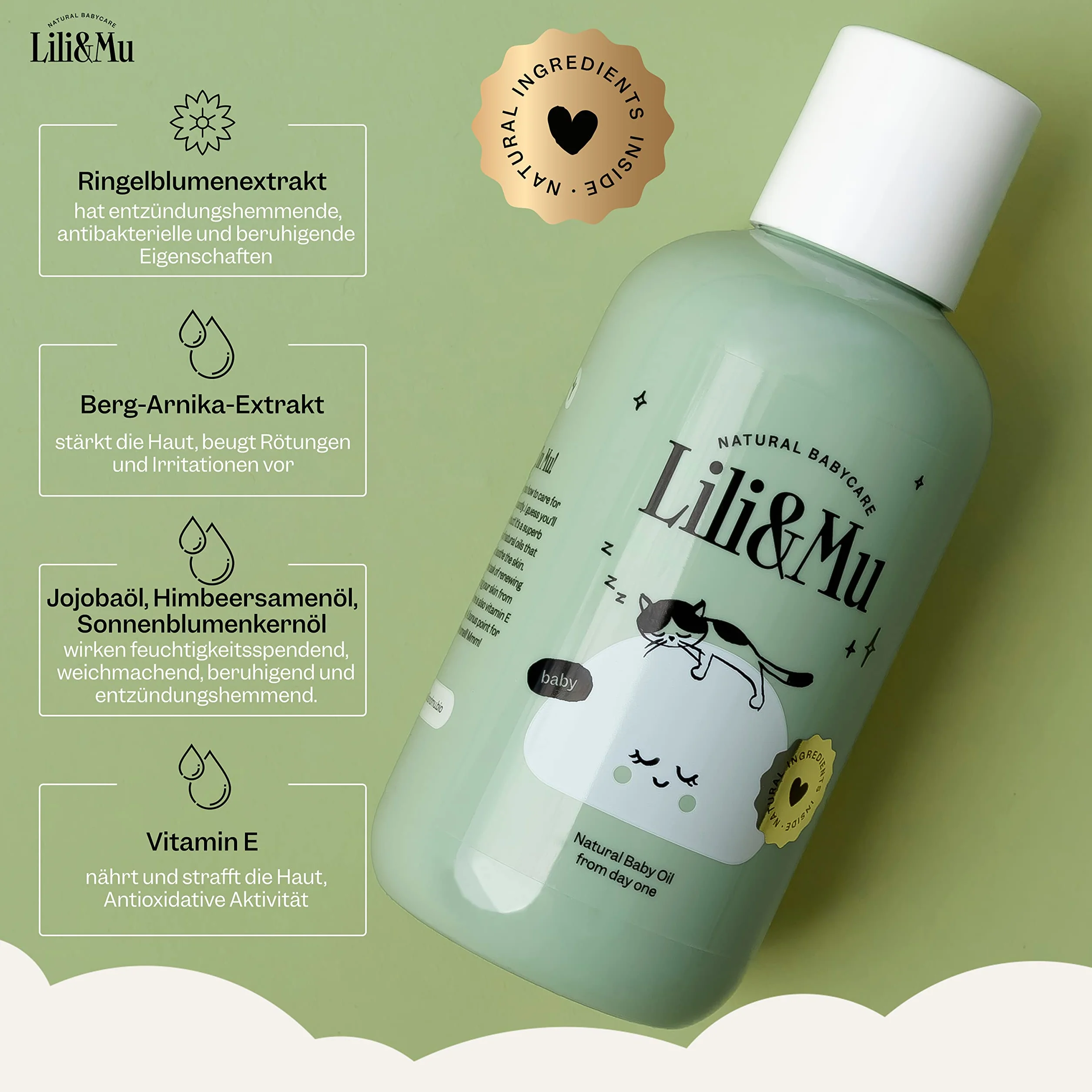 Lili&Mu Baby Naturalny olejek dla dzieci 150 ml | Olejek do pielęgnacji dzieci z olejkiem jojoba, ekstraktem z nagietka, witaminą E