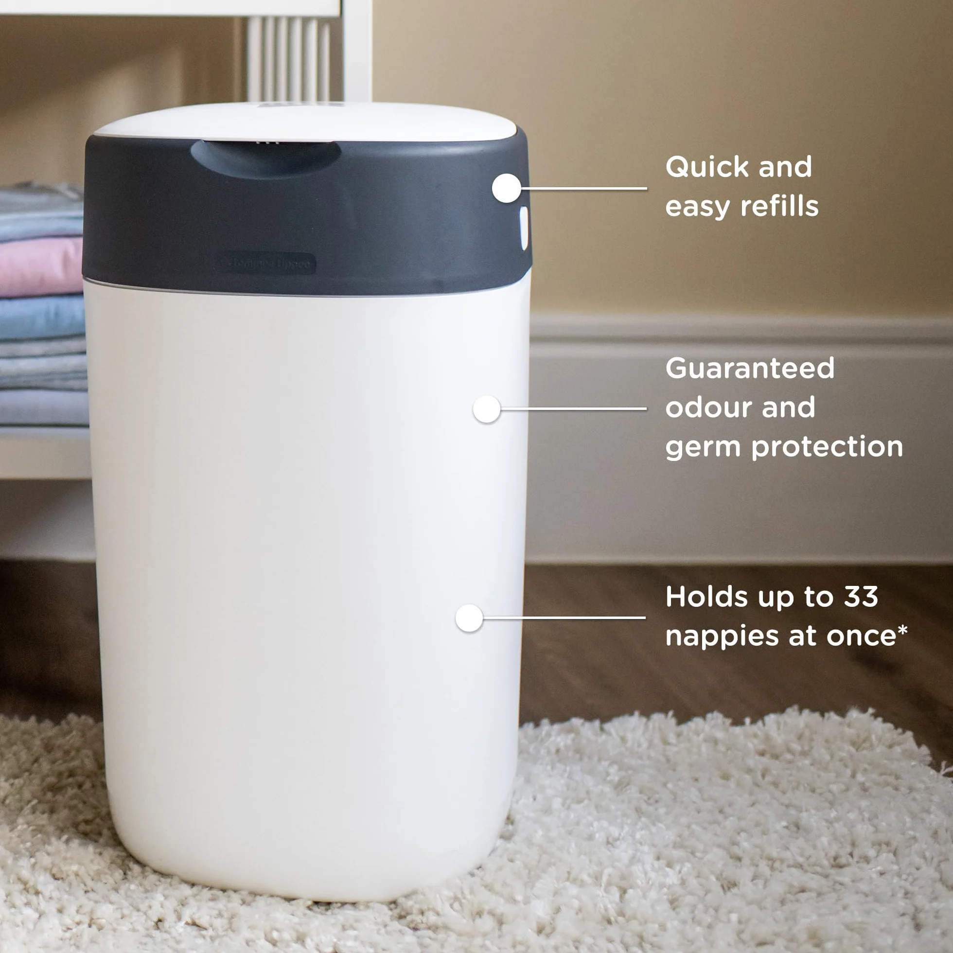 Tommee Tippee Twist and Click Advanced, bardziej przyjazny dla środowiska system z 6 wymiennymi wkładami z folią antybakteryjną GREENFILM pozyskiwaną w sposób zrównoważony, biały
