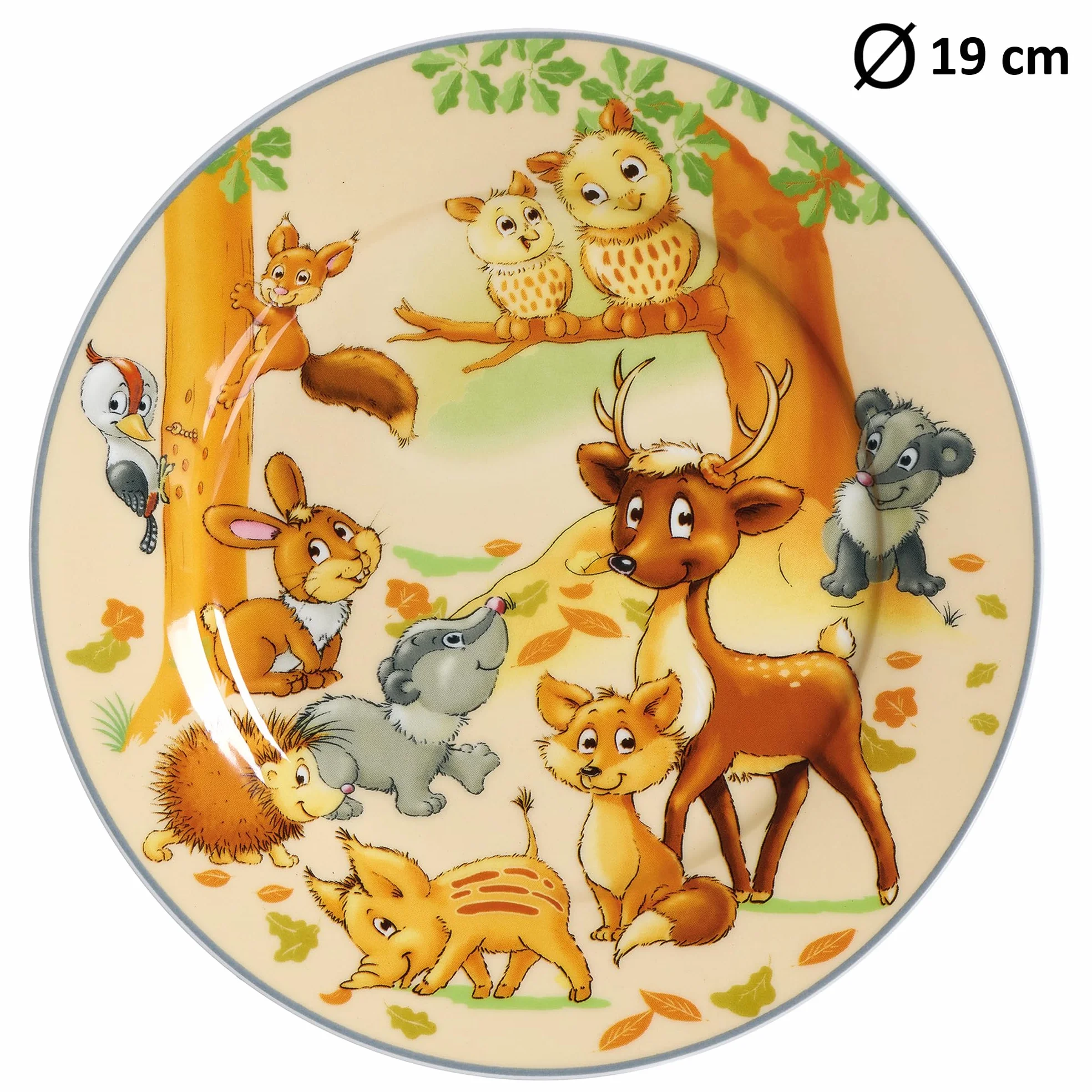 Ritzenhoff & Breker Zestaw naczyń dla dzieci, zwierzęta leśne ze sztućcami i szklankami, 10-częściowy, porcelana