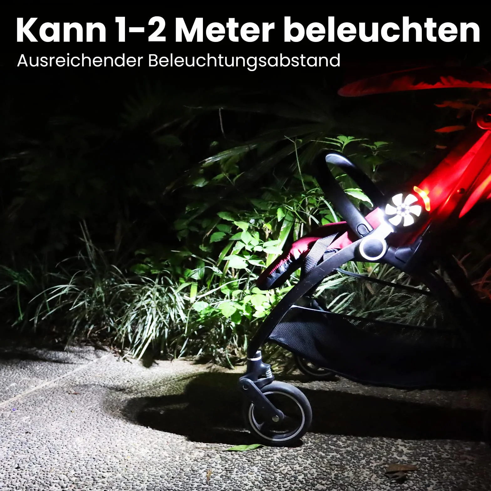 Oświetlenie do wózka dziecięcego z 2 efektami świetlnymi, 18 diod LED, oświetlenie wózka dziecięcego, wodoodporne, z zapięciem na rzepy i baterią, akcesoria do wózka dziecięcego (2 sztuki)