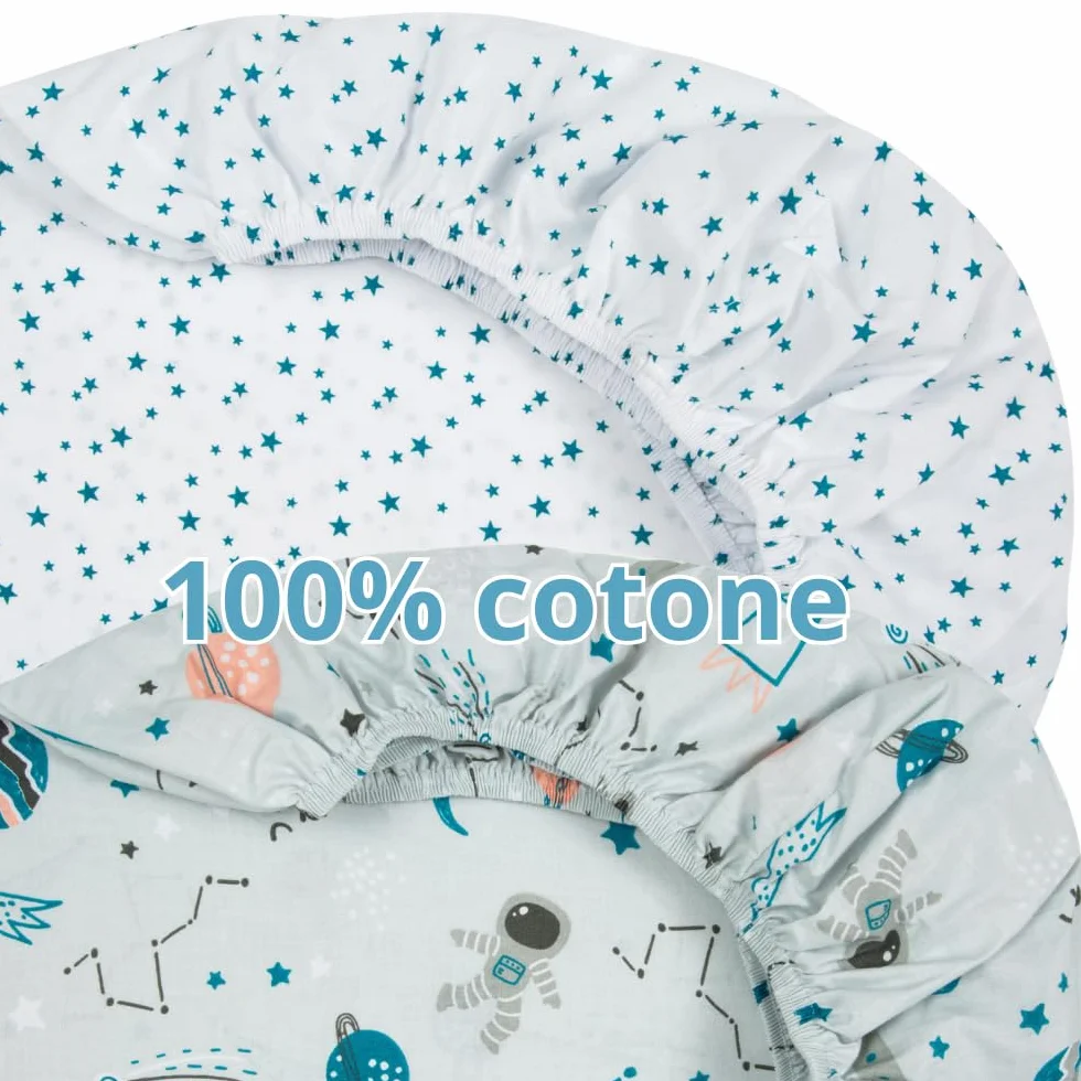 Flyideas Prześcieradło z Gumką do łóżeczka Dziecięcego 60 x 120 cm, 100% Bawełna, dla Niemowląt, Pościel dla Niemowląt, Rozmiar: 120 x 60 cm