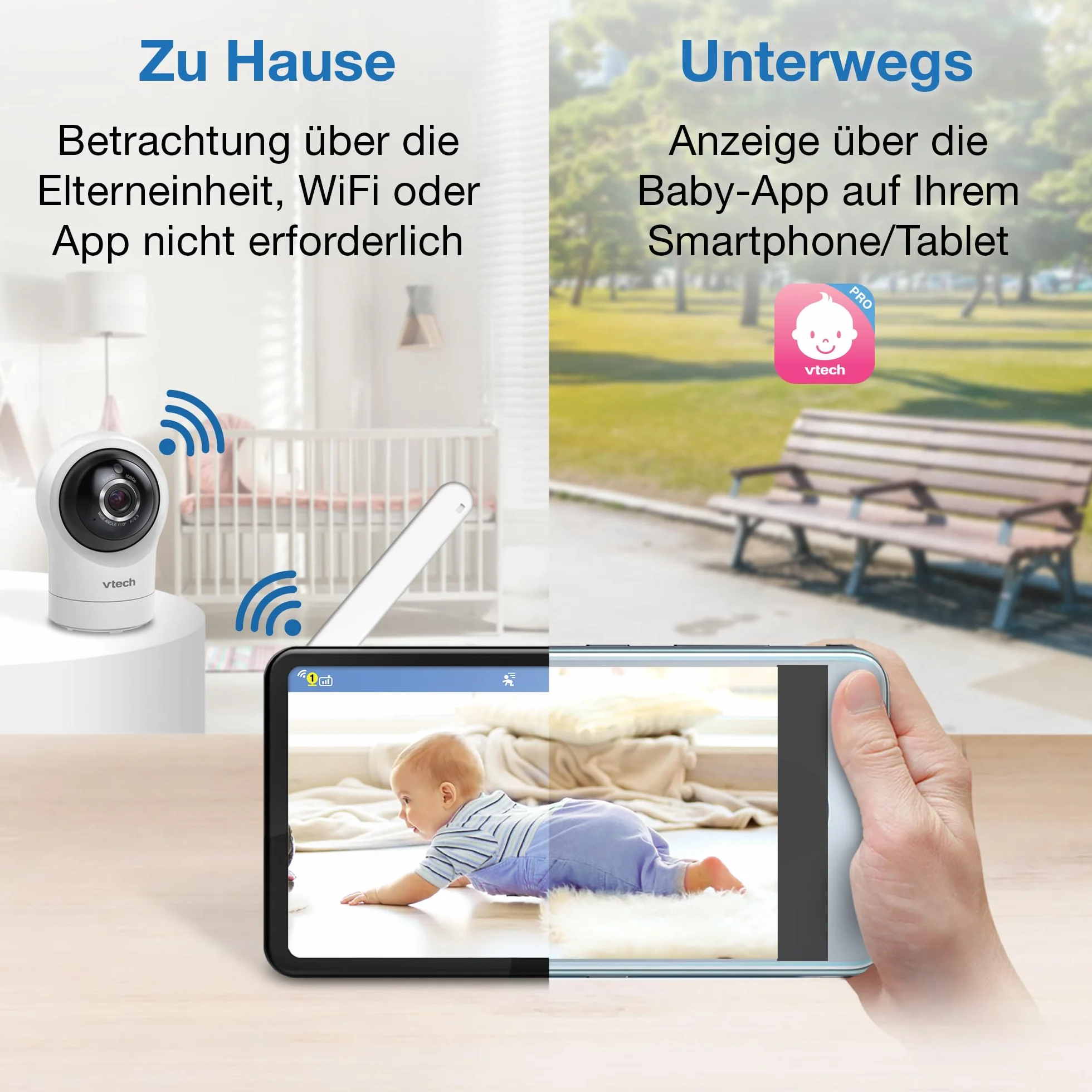 Vtech RM7764HD z kamerą 1080p WiFi Remote Access, wideo o przekątnej 7", 360° Pan i Tilt, z kamerą HD Night Vision 2-Way Talk czujnik temperatury, iOS i Android