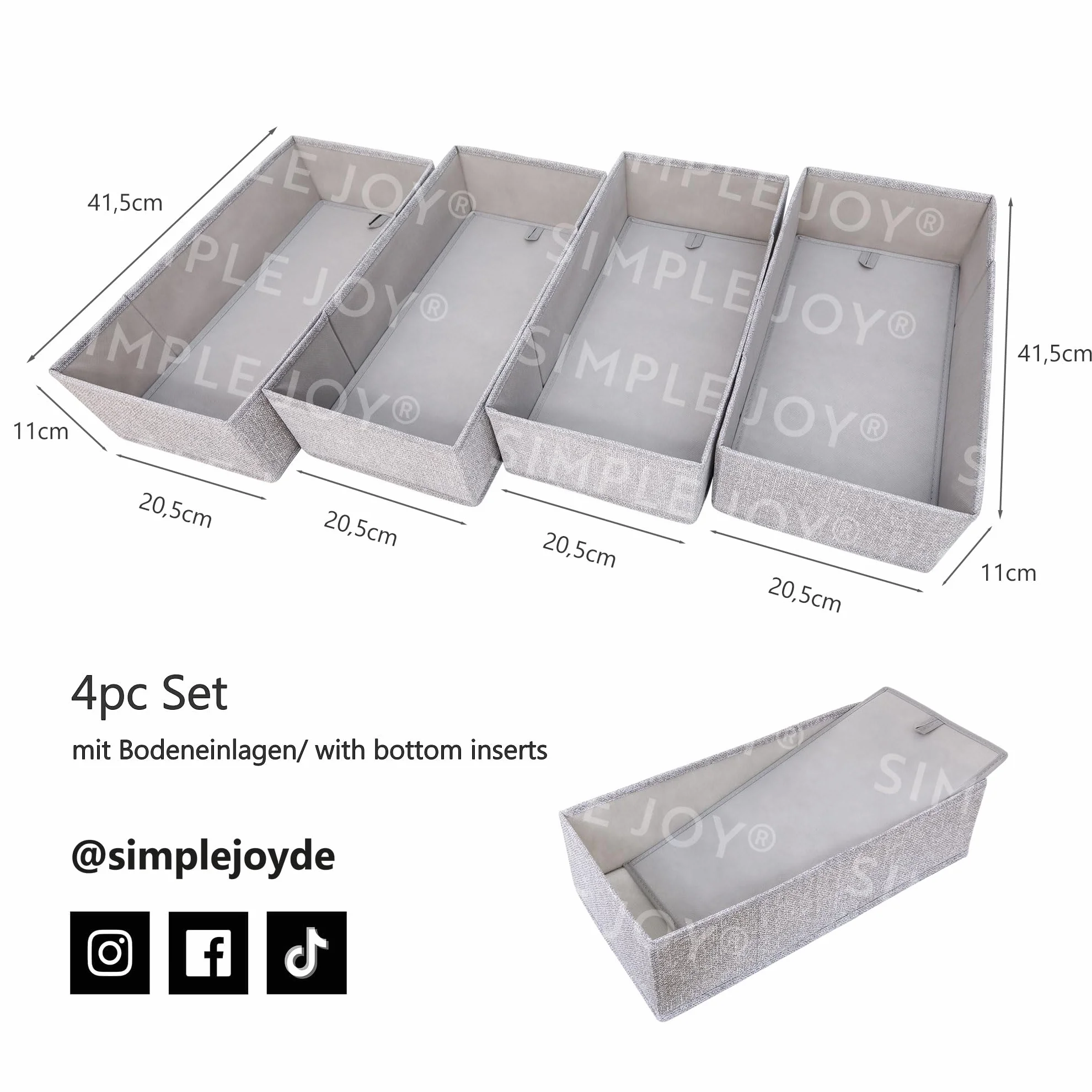 SIMPLE JOY® HEMNES FileFolding Box na komodę Hemnes, oryginał; dokładnie dopasowane; stabilne dno; system porządkowania przyborów do przewijania, odzieży dziecięcej, zabawek/swetrów, t-shirtów;