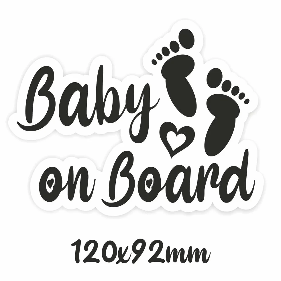 2 x naklejka na deskę z napisem "Baby on Board", 12 x 9 cm, na pokładzie samochodu, zabawna, słodka, 3 odciski stóp, tuning Decal
