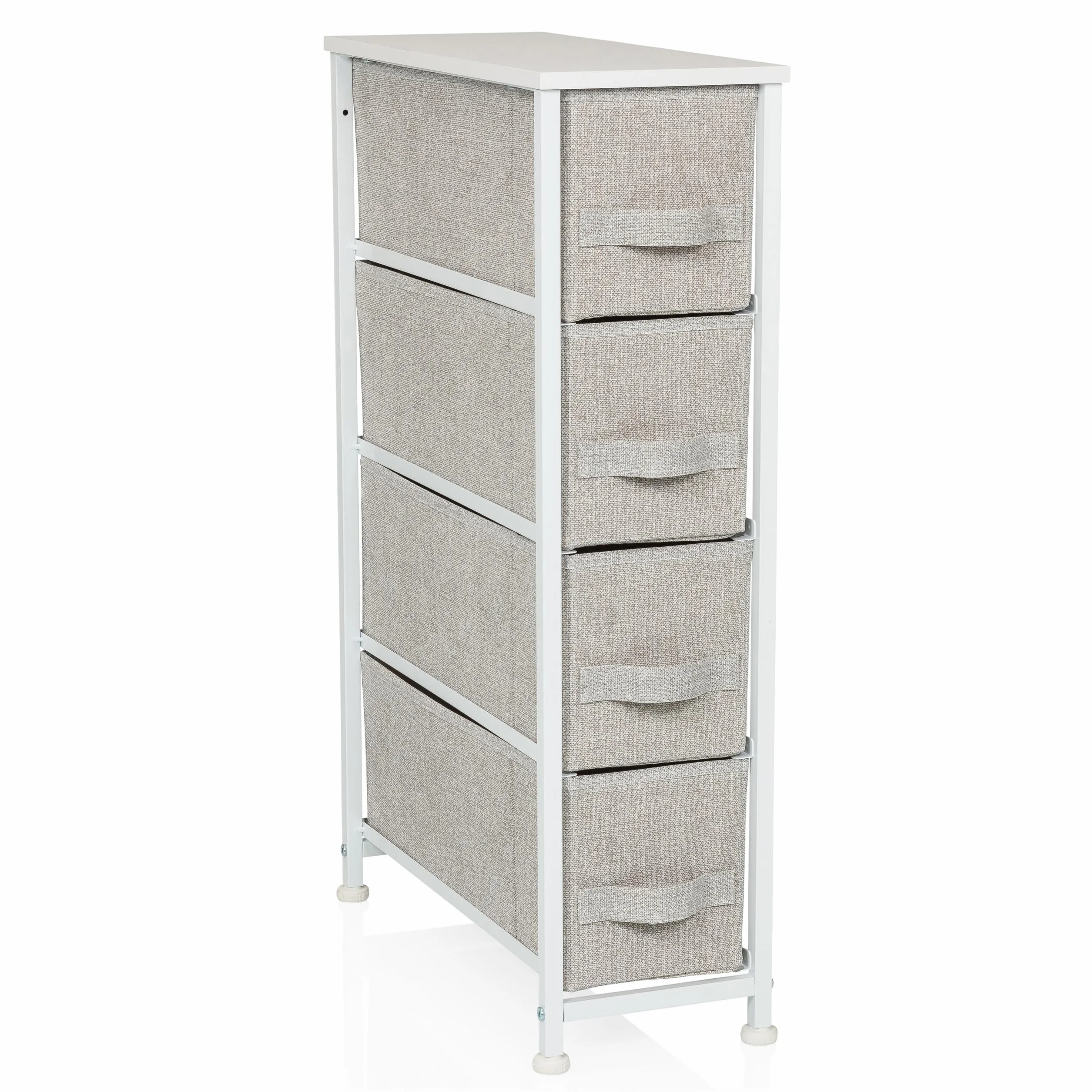 Komoda z 4 Materiałowymi Szufladami Foldress S 20 x 48 x 76 cm Komoda z Szufladami Organizer, Regulowane Stopki, Metalowa Konstrukcja, Szary