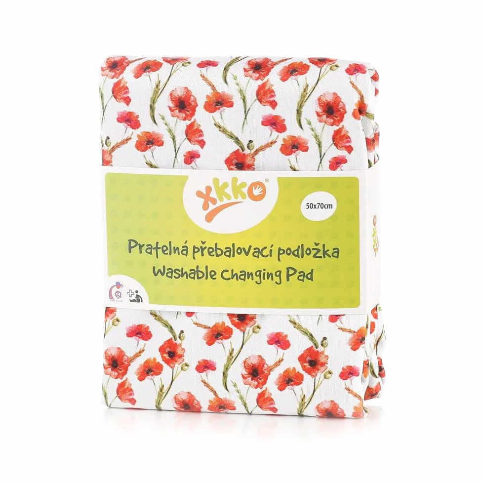 Wodoszczelna i nadająca się do prania podkładka do przewijania (70 x 50 cm), kolor czerwonych maków