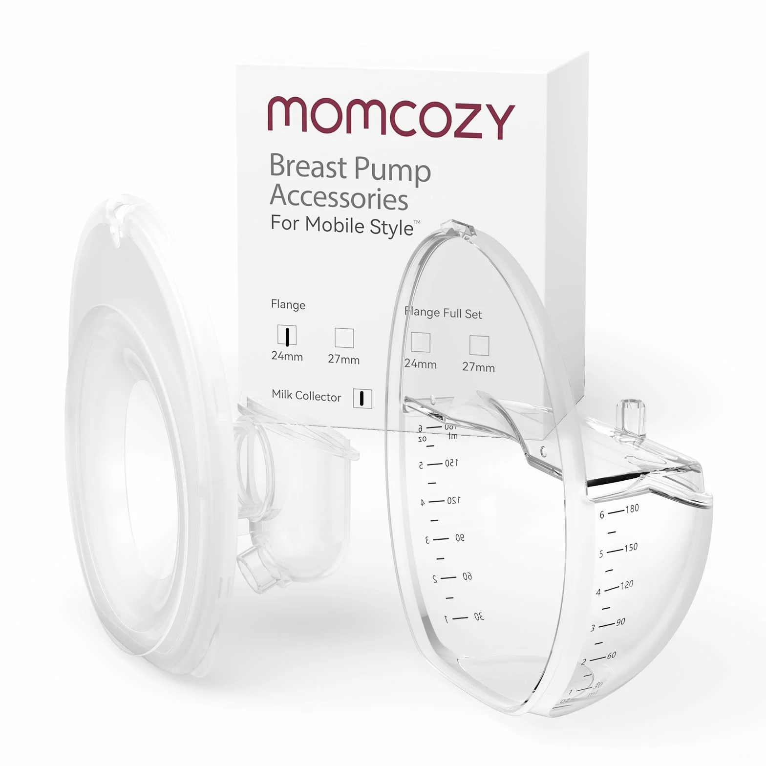 Momcozy Kołnierz 24 mm i zestaw do zbierania mleka do M6, oryginalny styl mobilny, akcesoria zamienne do laktatora M6