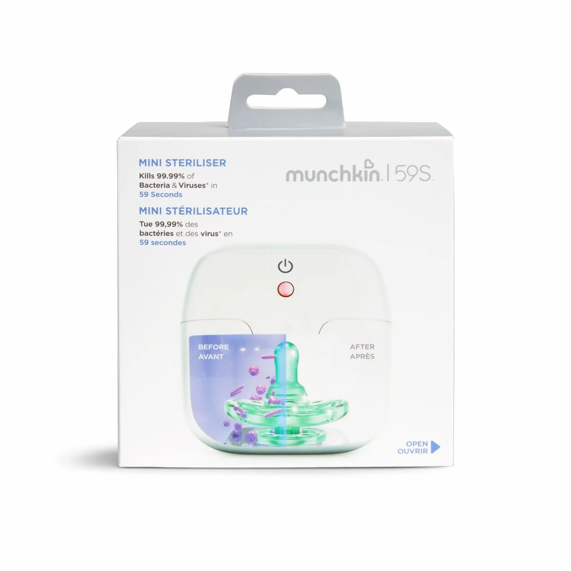 Munchkin Portable Soother & Dummy UV Steriliser, Kills 99% of Germs in 59 Seconds
