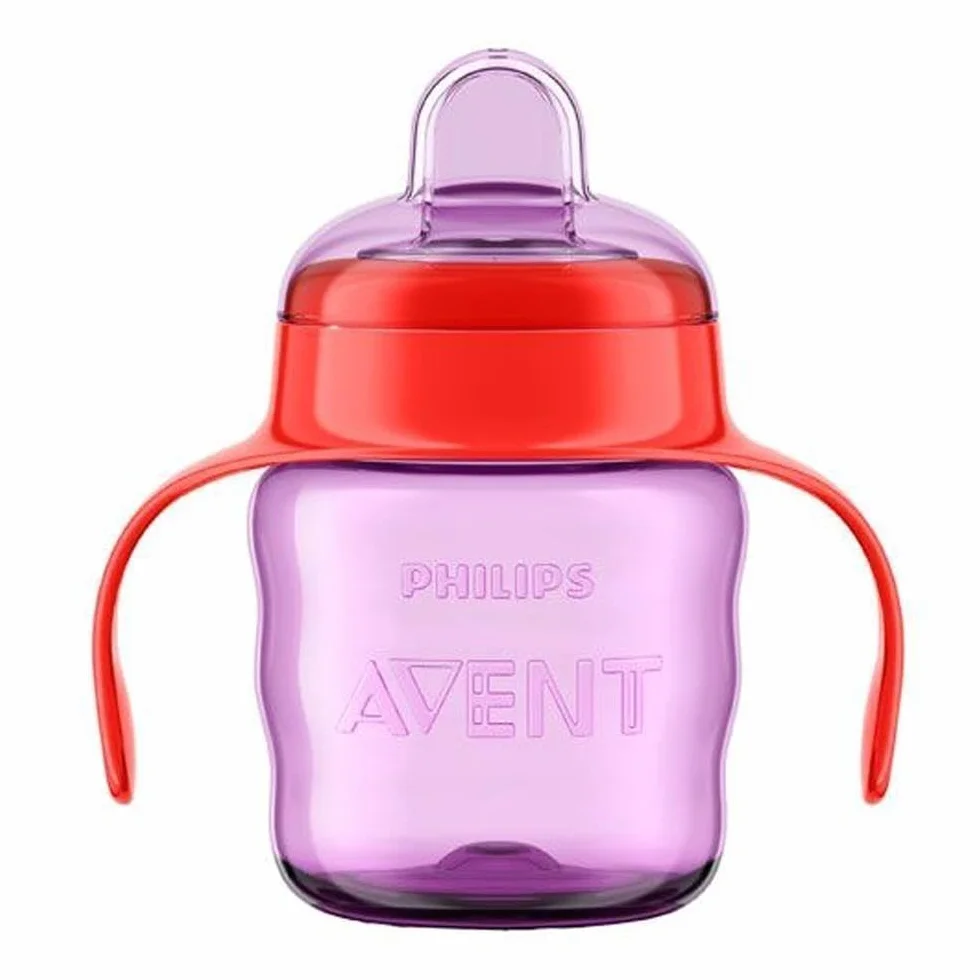 Philips Avent SCF551/03 - Vaso con boquilla silikonowa para niña, válvula antigoteo, sin BPA, para niemowlęca 6 sztuk, 200 ml, kolor różowy