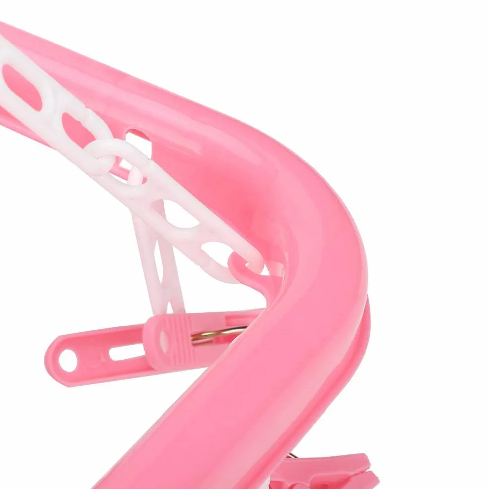 Wäschebügel 32 Clips Klapp Kleiderbügel Trockner Socken Unterwäsche Baby Kleidung BHs Handtuch Stoffwindeln Wäscheständer(Rosa)