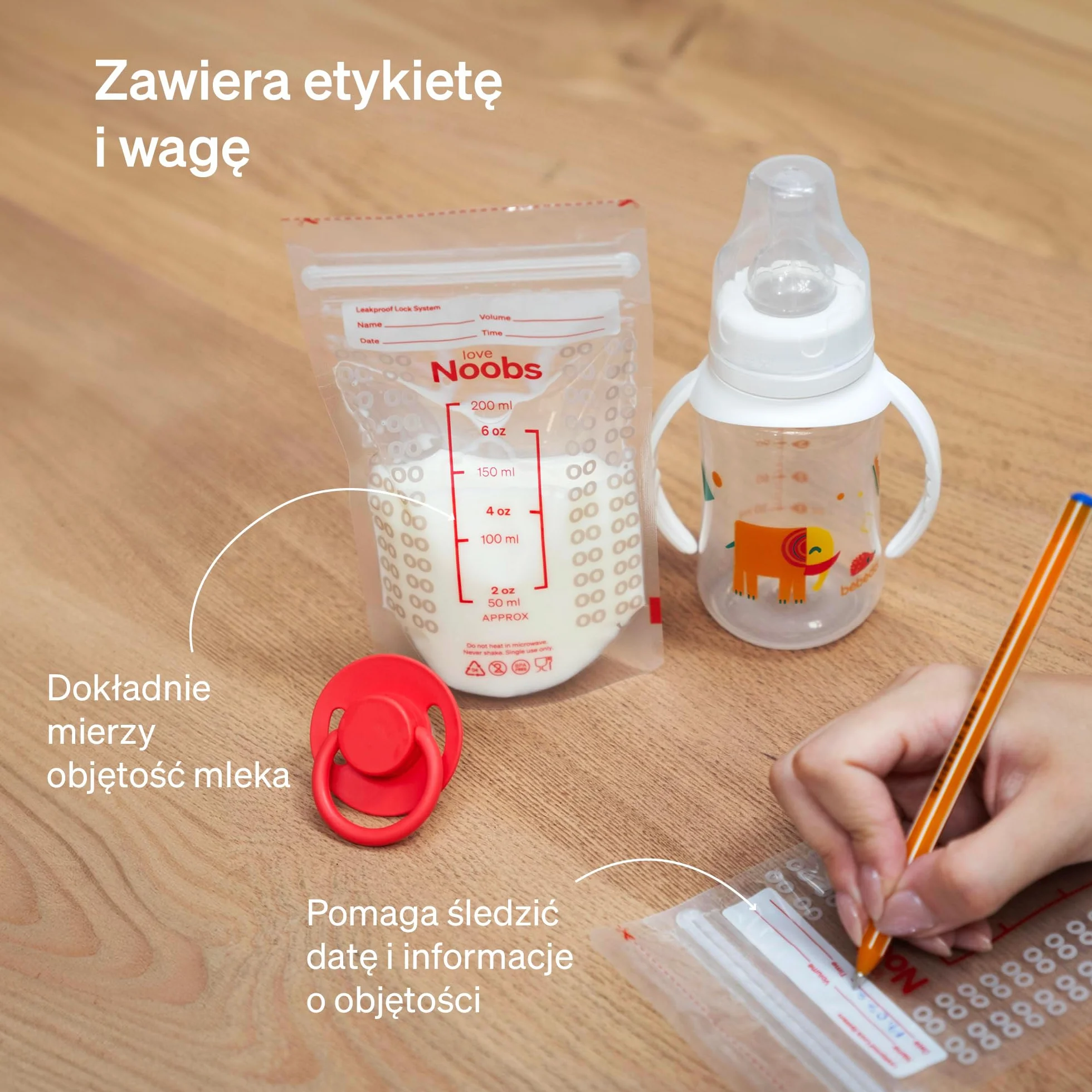 LoveNoobs™, Worki Na Mleko Matki, Łatwe W Użyciu, Do Zamrażania, Wstępnie Sterylizowane, 200 Sztuk – 200 ML, Woreczki Na Mleko Matki Do Karmienia Piersią