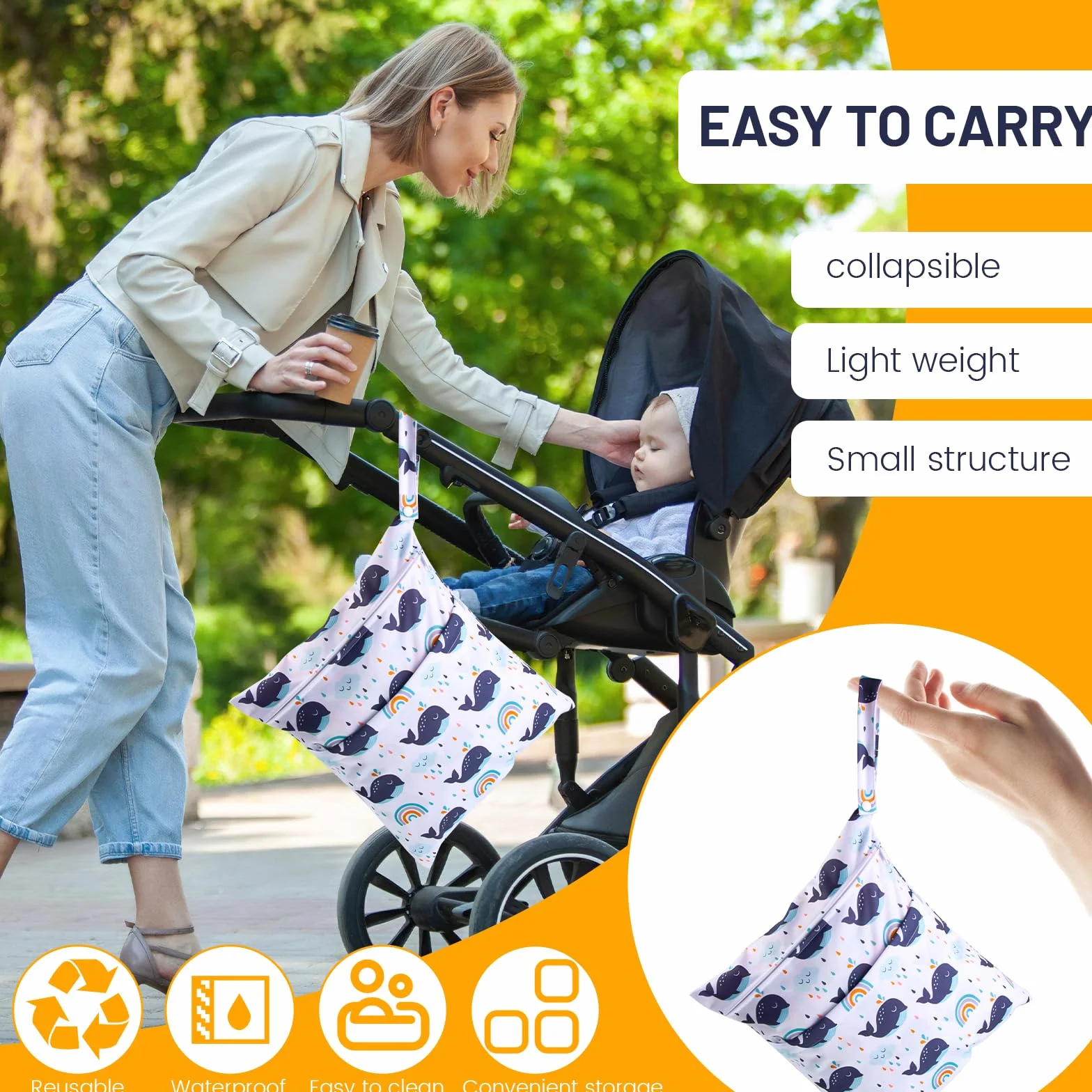Wetbag, 3 sztuki toreb na mokro, do przedszkola, na mokro, do pływania, wodoszczelna, nadaje się do prania, na pieluchy, na podróż, plażę, basen, siłownię, 3 sztuki, wielokolorowa, Wet Bag