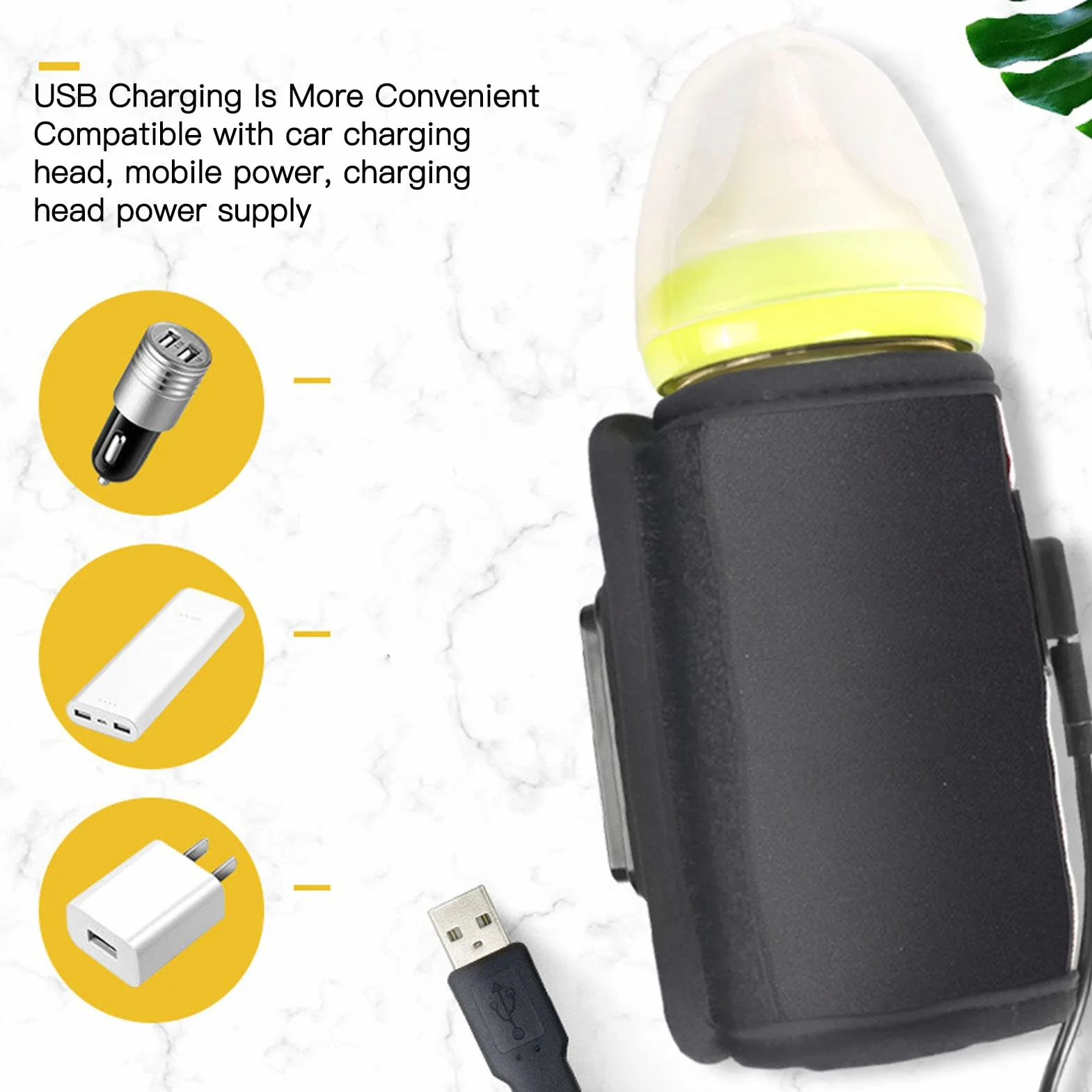 Podgrzewacz do Butelek USB 10 W Kieszonkowy Termostat do Butelek Przenośny Podgrzewacz do Butelek z Wyświetlaczem LCD ze smyczą z Haczykiem i pętelką, Podróżny Podgrzewacz do