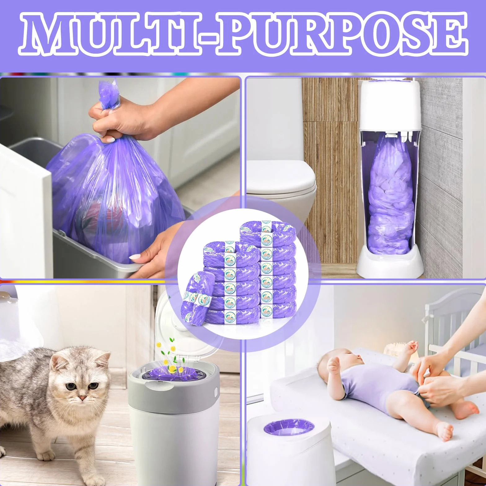 Zestaw 15 wkładów do wiader na pieluchy, wiaderko z folią do napełniania, worki do uzupełniania wiader na pieluchy kompatybilne z Tommee Tippee Sangenic Tec+Simplee Sangenic+Twist & Click