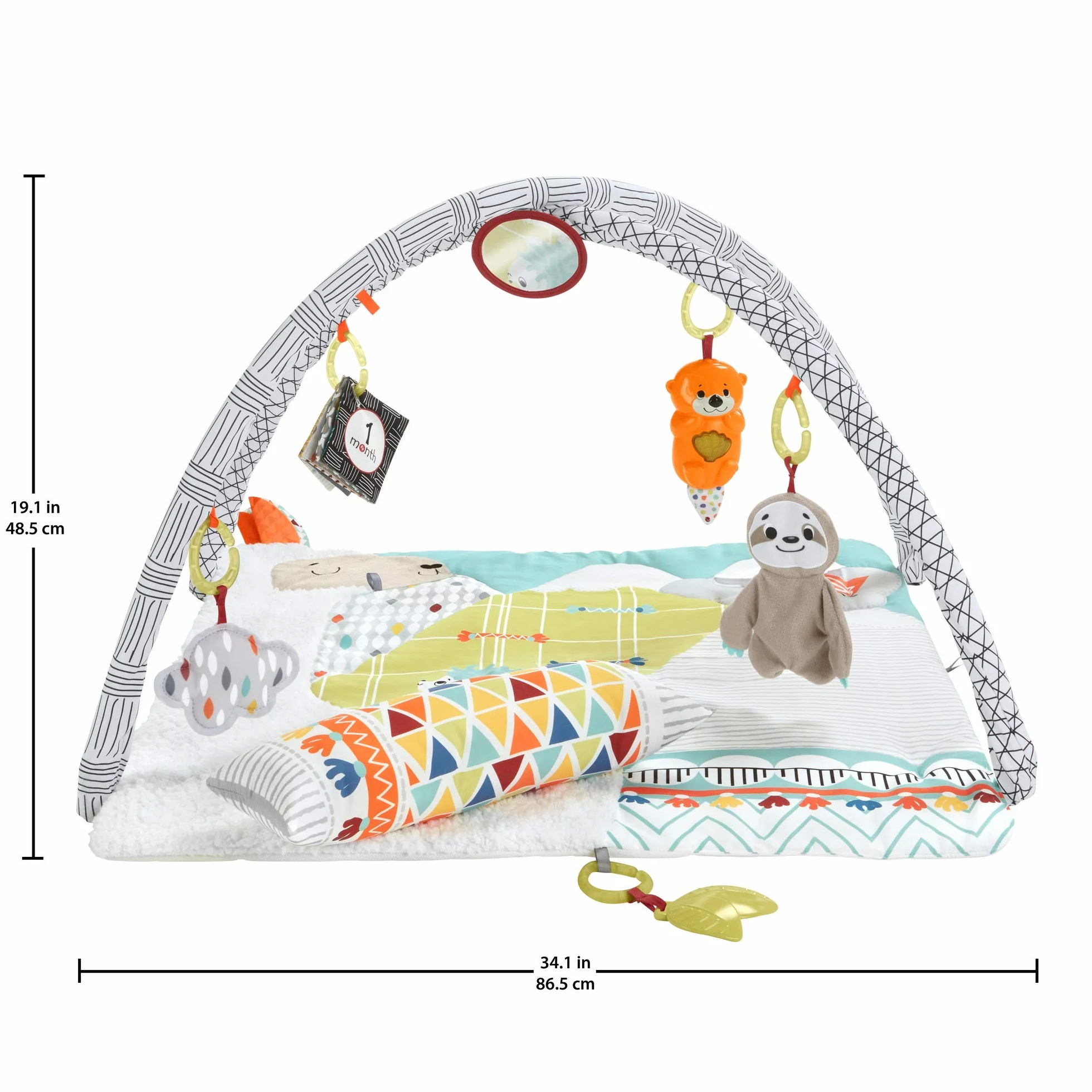 Fisher-Price Hbb74-5 Zmysłowa Mata do Zabawy dla Niemowlaka, Miękka Mata do Raczkowania z Zabawkami Sensorycznymi, Sześć Wyjmowanych Zabawek Aktywizujących, Wyposażenie Niemowlaka od Urodzenia