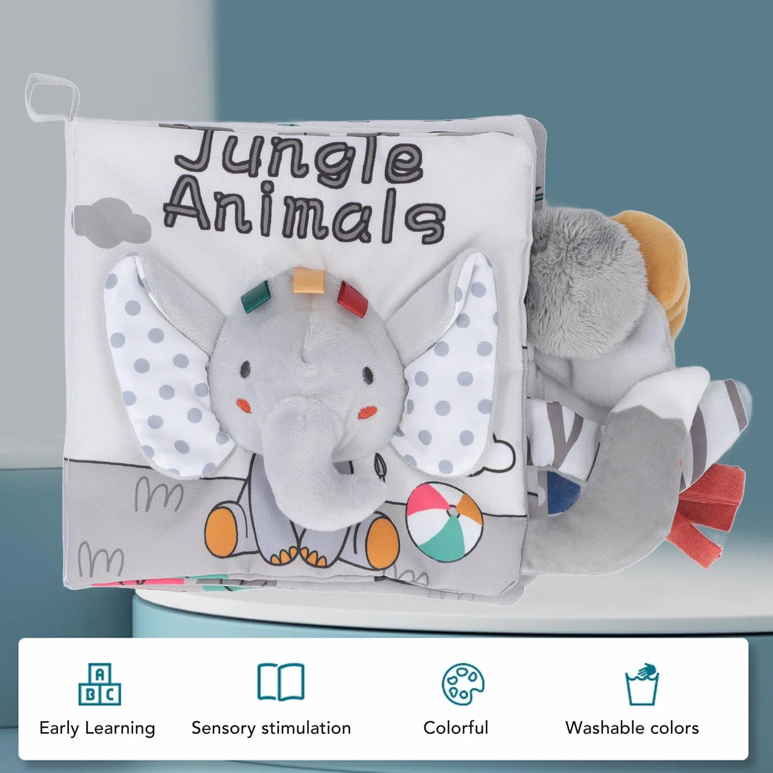 Książeczka z Tkaniny dla Niemowląt Odporna na Rozdarcia, Miękka Edukacyjna dla Małych Dzieci, żywa i Wciągająca Zabawka Rozwijająca Funkcje Poznawcze, Bezpieczny materiał Zapewniający (Typ 2)