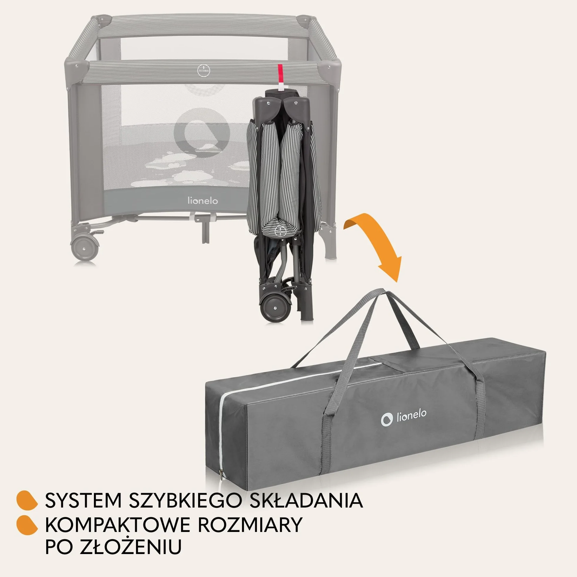 LIONELO BONNIE Kojec Dziecięcy do15 kg, od Urodzenia do 36 miesięcy Boczne Wejście na Zamek, Boki z Przewiewnej Siatki, Szybkie Składanie, Koła z Hamulcem, Torba do Przenoszenia (Ciemny szary)