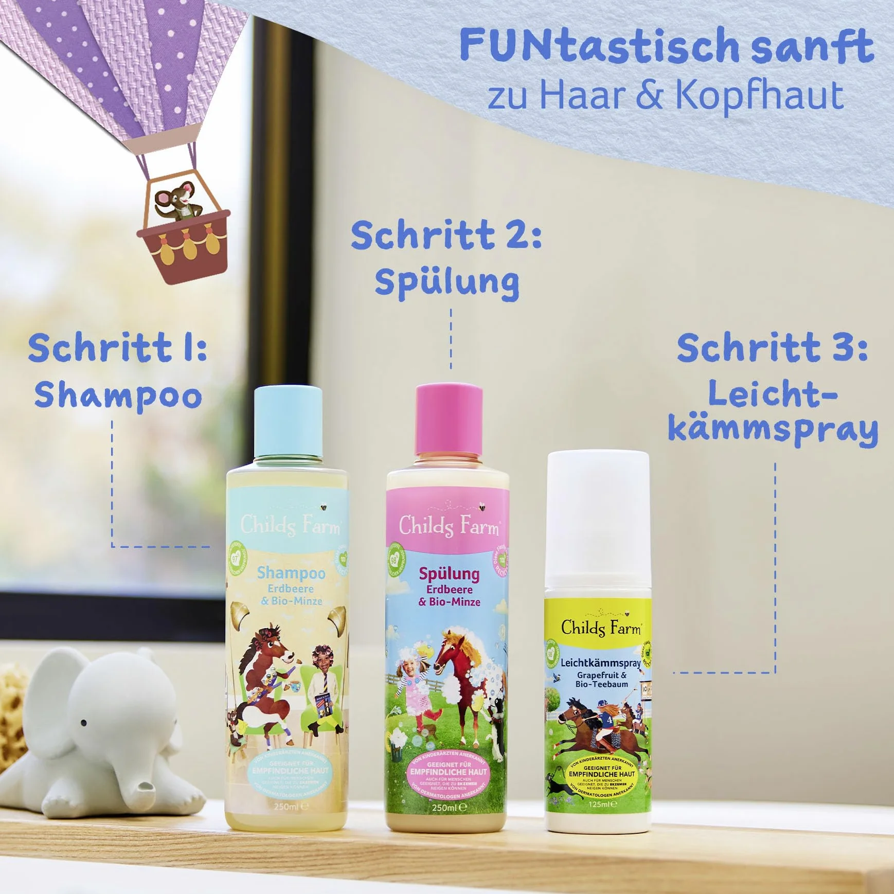 Childs Farm Odżywka dla dzieci 250 ml | truskawka i bio-mięta | wszystkie rodzaje włosów | pielęgnuje i odżywia | Nadaje się do skóry suchej, wrażliwej i skłonnej do atopowego zapalenia skóry