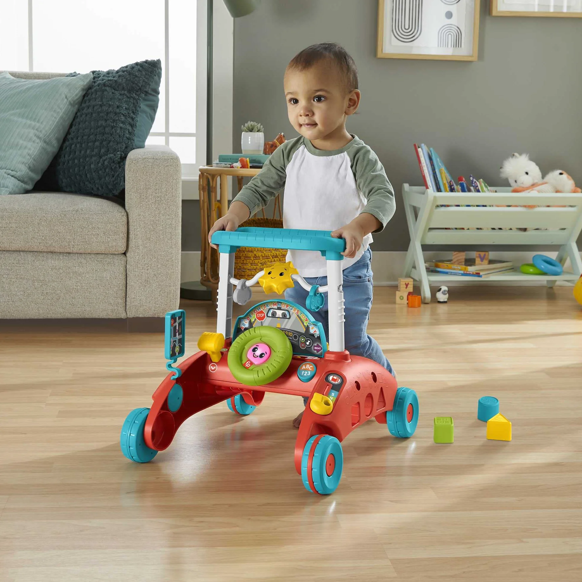 Fisher-Price Pchacz Małego Kierowcy 2 w 1 (Wydanie niemieckie) Zabawka do nauki chodzenia z motywem samochodu, dla dzieci od 6 miesięcy do 3 lat, HJP50