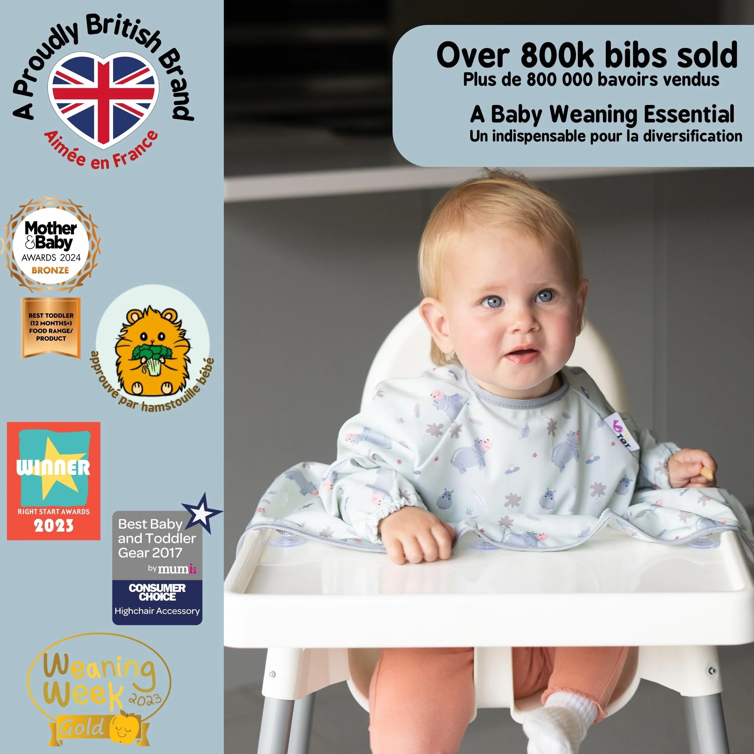 Tidy Tot Weaning Bib długie rękawy wodoodporny kombinezon śliniak pokrowiec i łapacz
