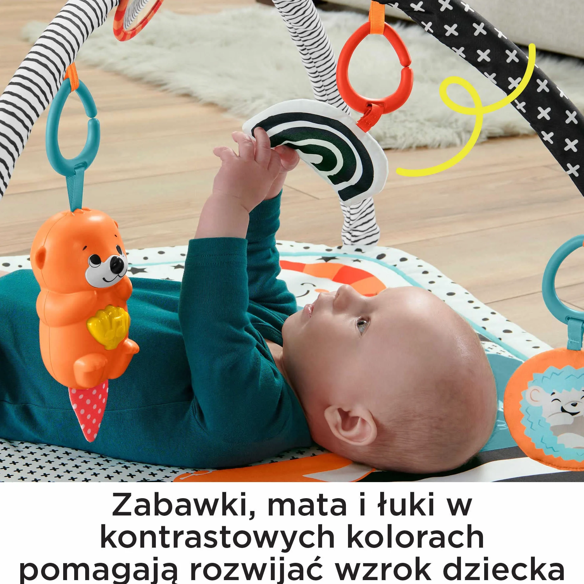 Fisher-Price Muzyczna mata edukacyjna 3 w 1 „Rośnij ze mną” ze światełkami i dźwiękami oraz do sensorycznej zabawy na pleckach i brzuszku, HPF39