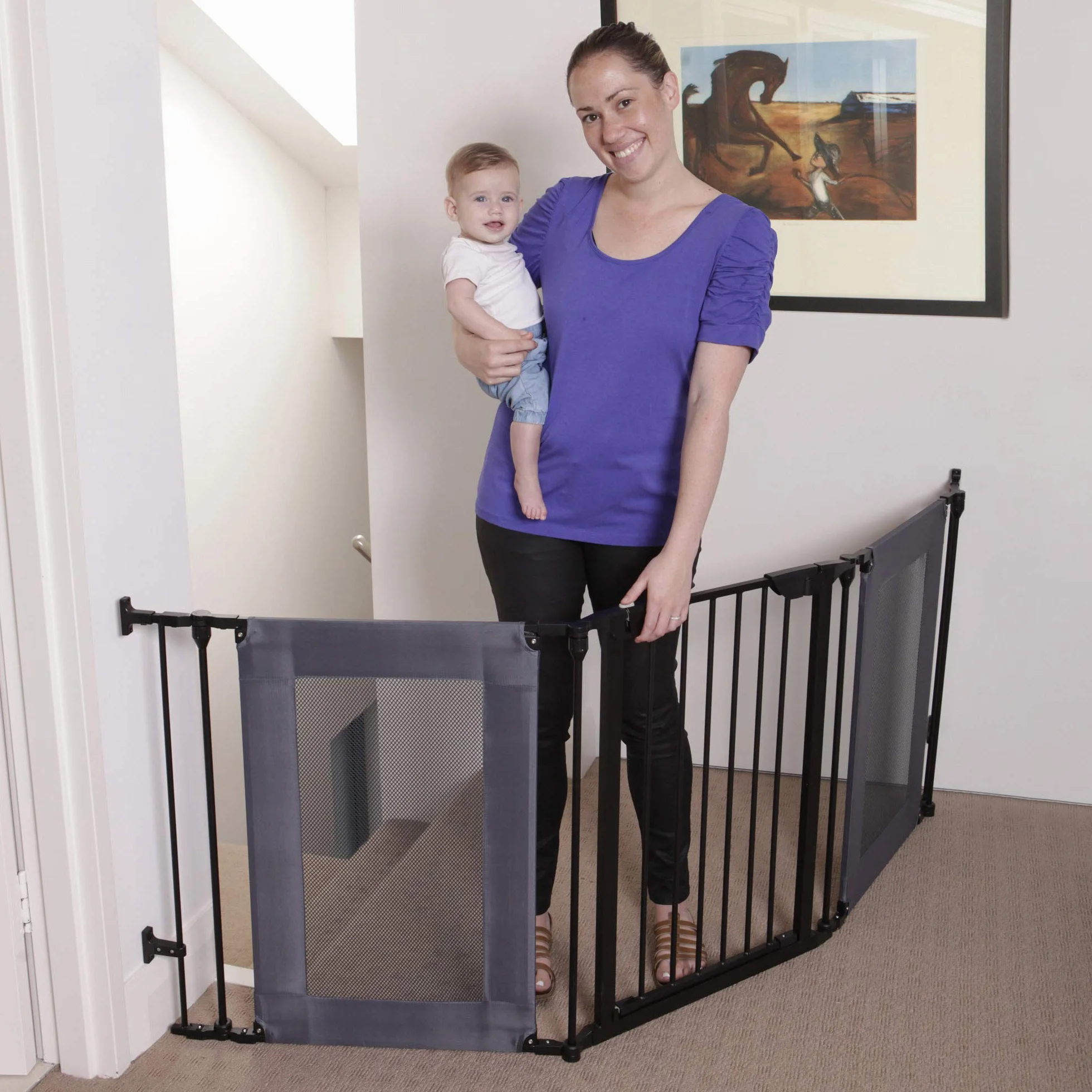 Dreambaby Denver Adapta bramka bezpieczeństwa dla niemowląt - pasuje do otworu o szerokości 85,5-200 cm i wysokości 74 cm - odpowiednia bariera do schodów, nieregularnych otworów i szerokich obszarów