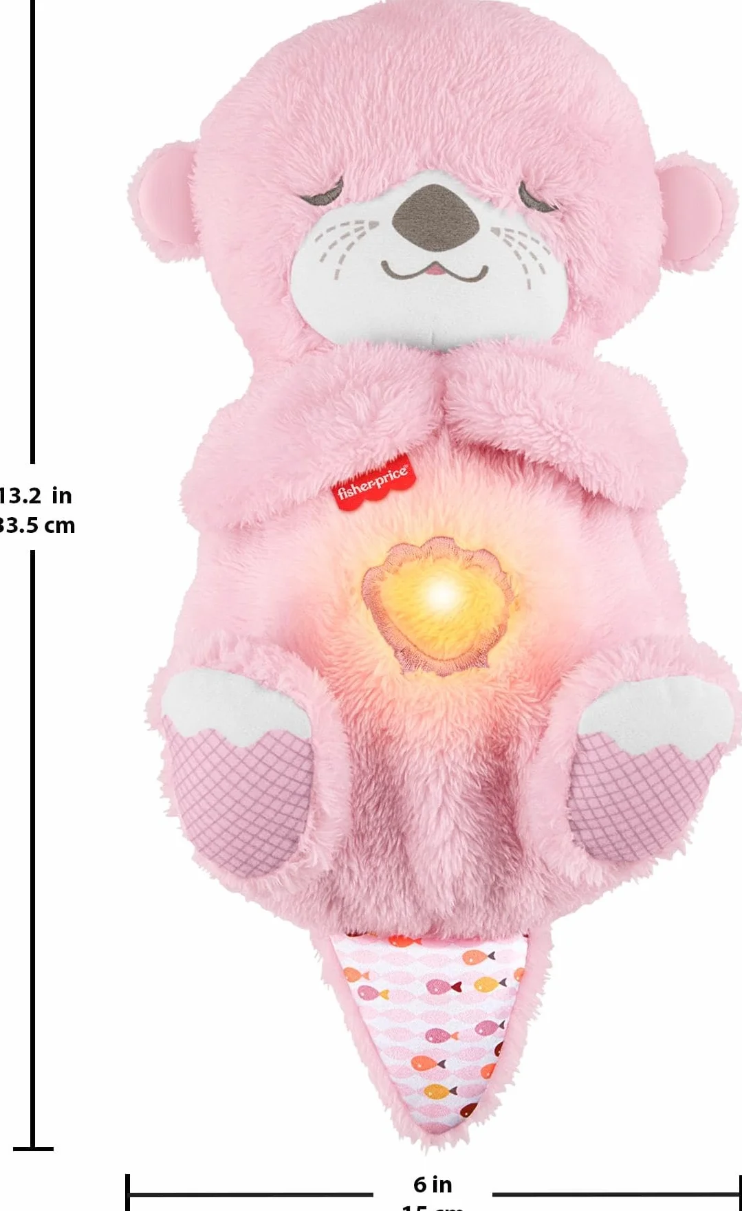 Fisher-Price Różowa Wydra Usypianka-Przytulanka Oddychający uspokajacz, przenośny pluszowy dźwiękowy usypiacz, ruch „oddychania” i światełko, zabawka sensoryczna, przytulanka dla dzieci 0+, JLJ33