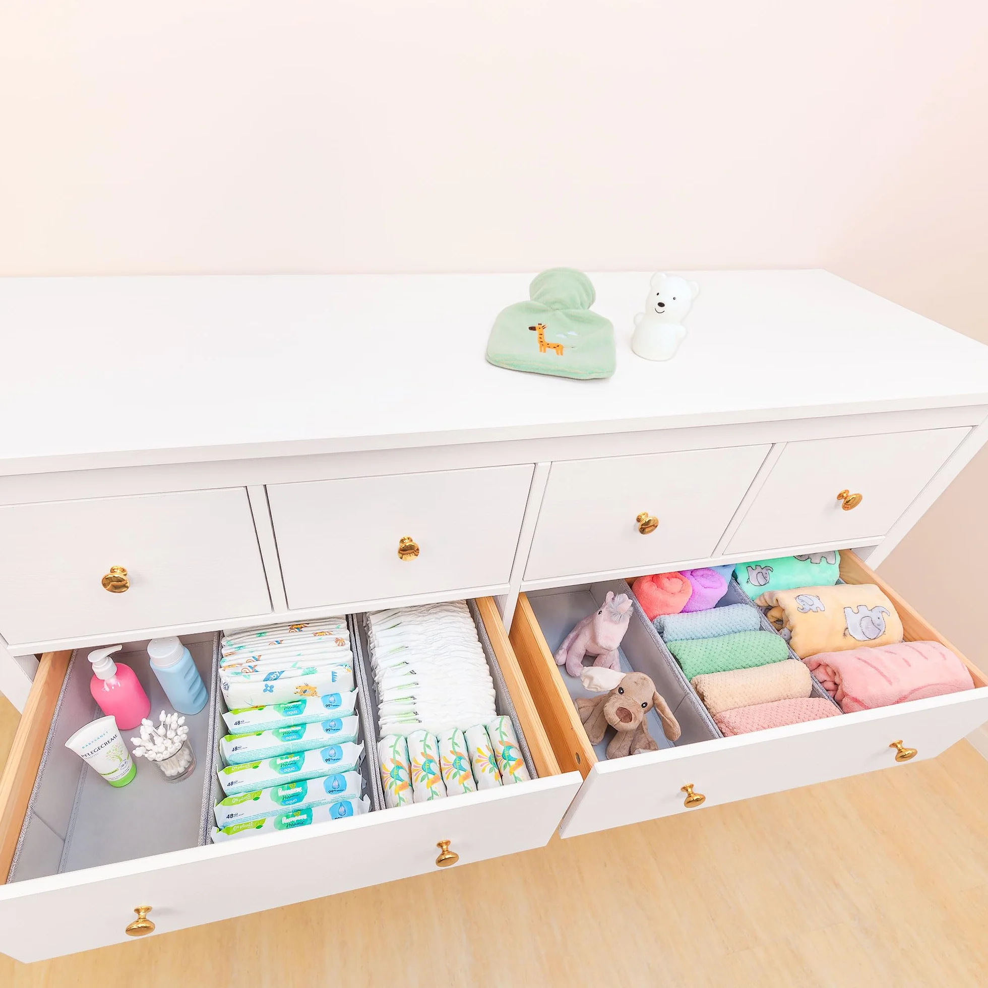 SIMPLE JOY® HEMNES Double FileFolding Box; zaprojektowany dla dużej komody Ikea HEMNES; stabilne dno; system porządkowania szuflad do przewijania, odzieży dziecięcej, skarpet, bielizny; zestaw 6