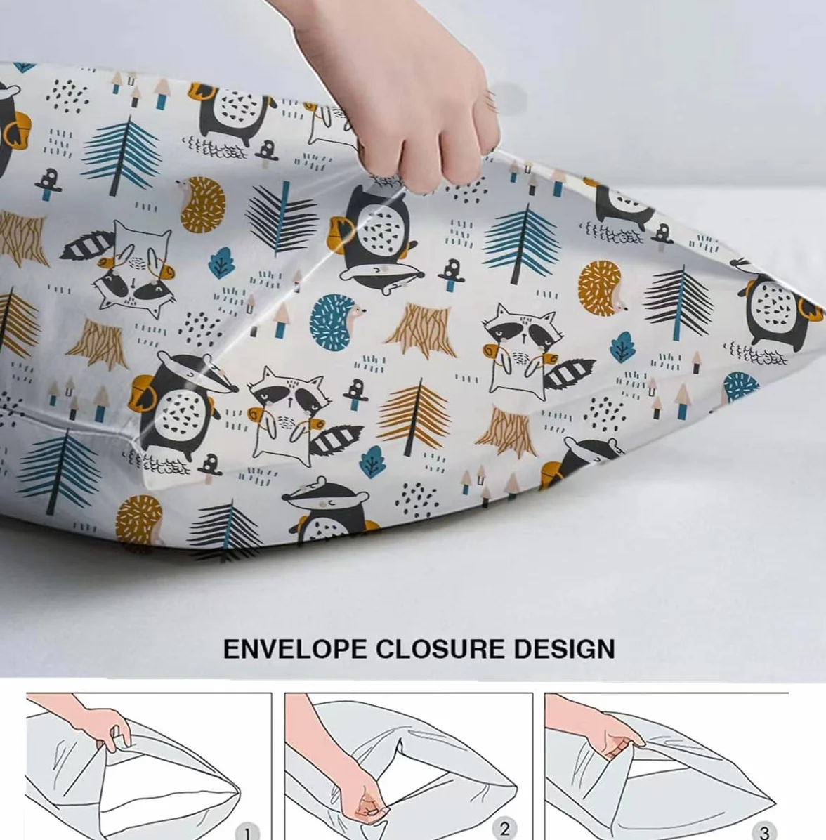 Poszewka na poduszkę dla dzieci 40 x 60 cm – bawełna organiczna – poszewki na poduszki do wózka dziecięcego – poszewka na poduszkę z zapięciem kopertowym
