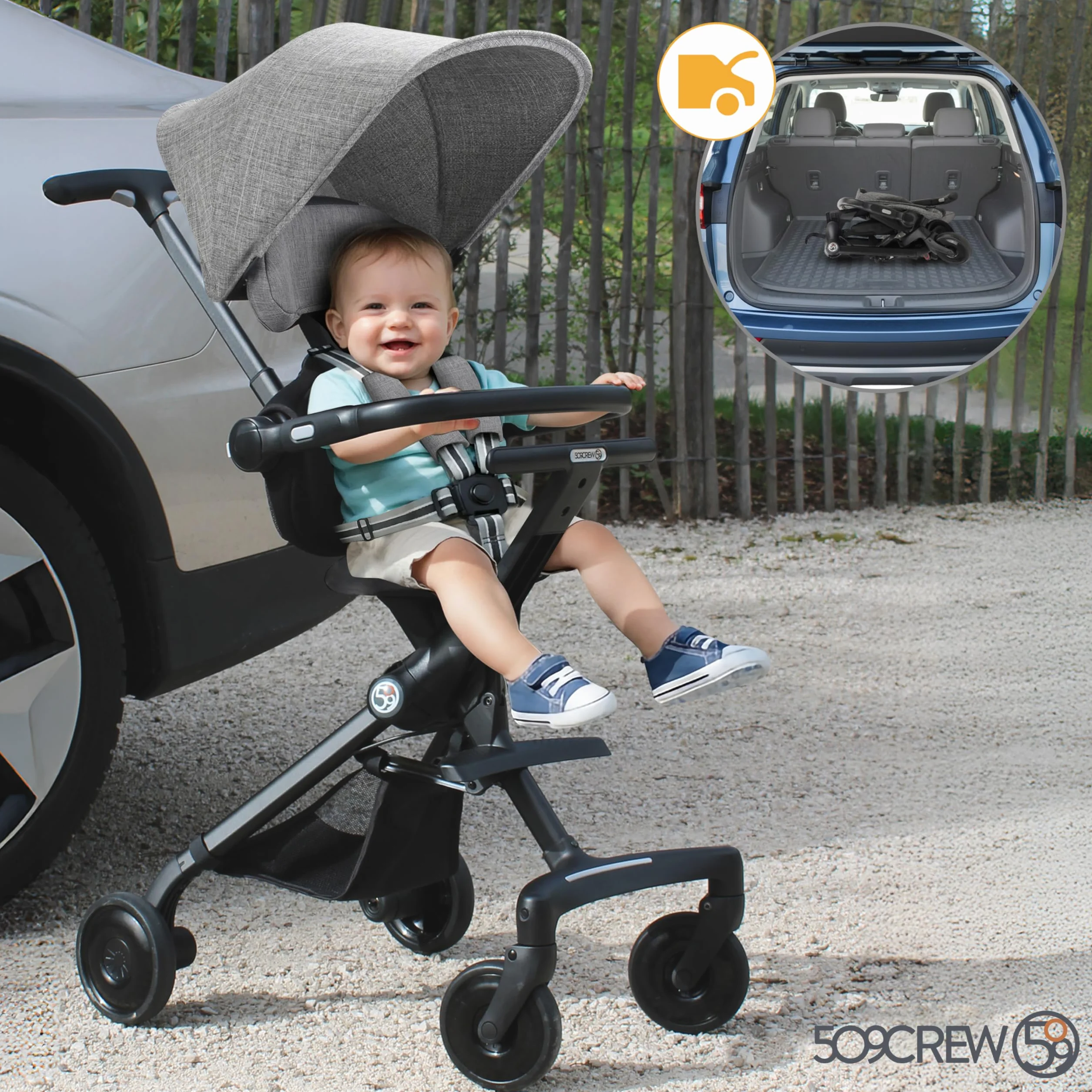 509 Crew EZ-TRAVELLER wózek dziecięcy typu buggy pushchair, Easy & Compact Fold, 2 Recline Backrest Position (Recline Backrest, regulowana wysokość uchwytu), przedni bar, regulowany zagłówek, canopy,
