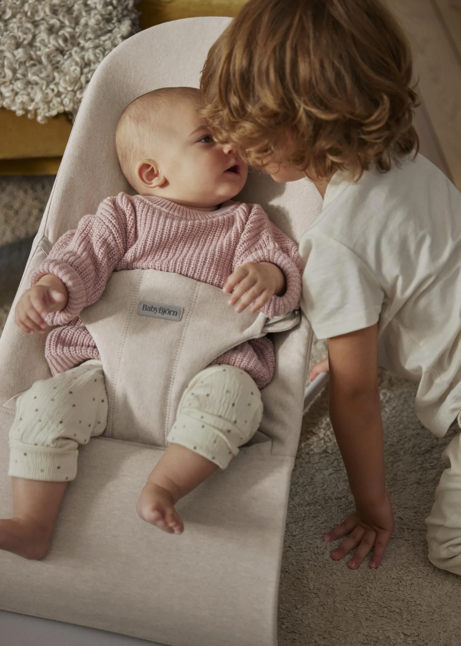 BabyBjörn Bouncer Bliss, tkany melanż, jasnobeżowy