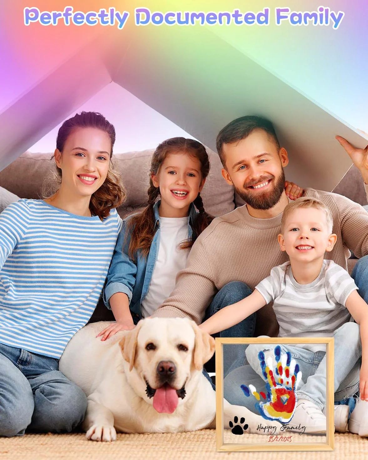Przezroczysta Rodzinna Ramka na Odcisk Dłoni,Rodzinny Zestaw do Ręcznego Nadruku,Ramka na Odcisk Dłoni dla Dzieci,DIY Pamiątka Drewniana,Dekoracja Domu,Prezent dla Nowych i Przyszłych Rodziców