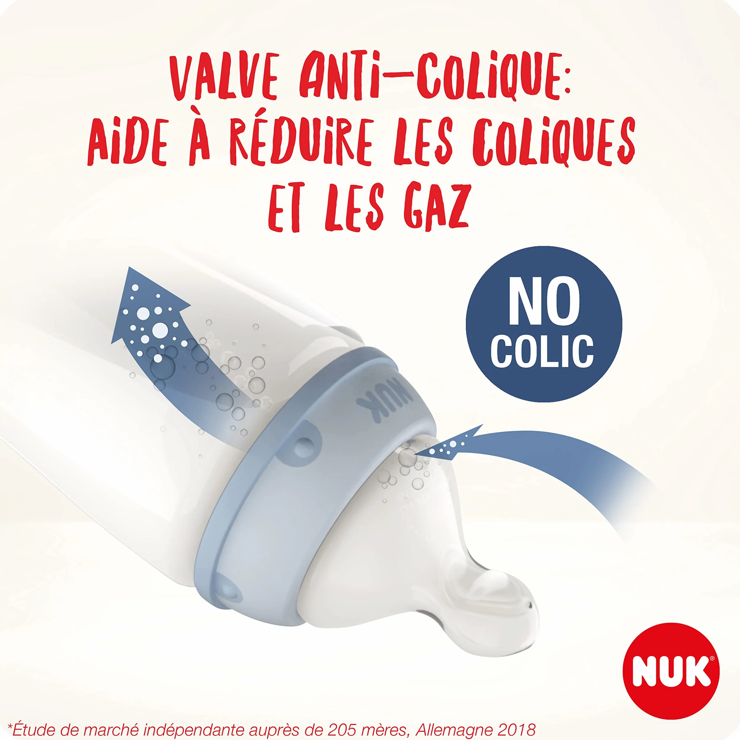 NUK First Choice+ butelka dla niemowląt, 0-6 miesięcy, kontrola temperatury, silikonowy smoczek, zawór antykolkowy, bez BPA, 150 ml