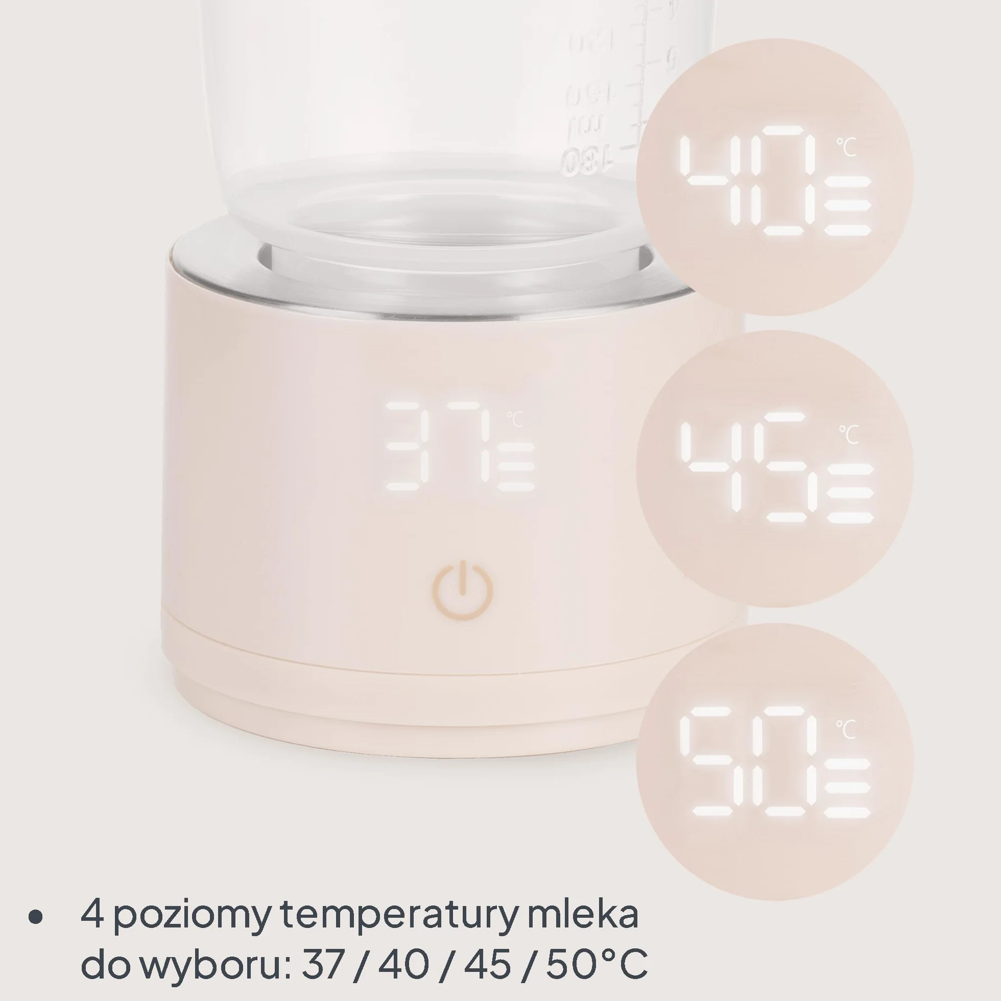 Lionelo Thermup Swift Podgrzewacz do Butelek Przenośny Bezprzewodowy, USB-C, Szybkie Podgrzewanie w 3 Min, 4 Temperatury 37-50 C, Podtrzymanie do 6 h, 5 Adapterów, Czujnik Braku Cieczy, z Akumulatorem