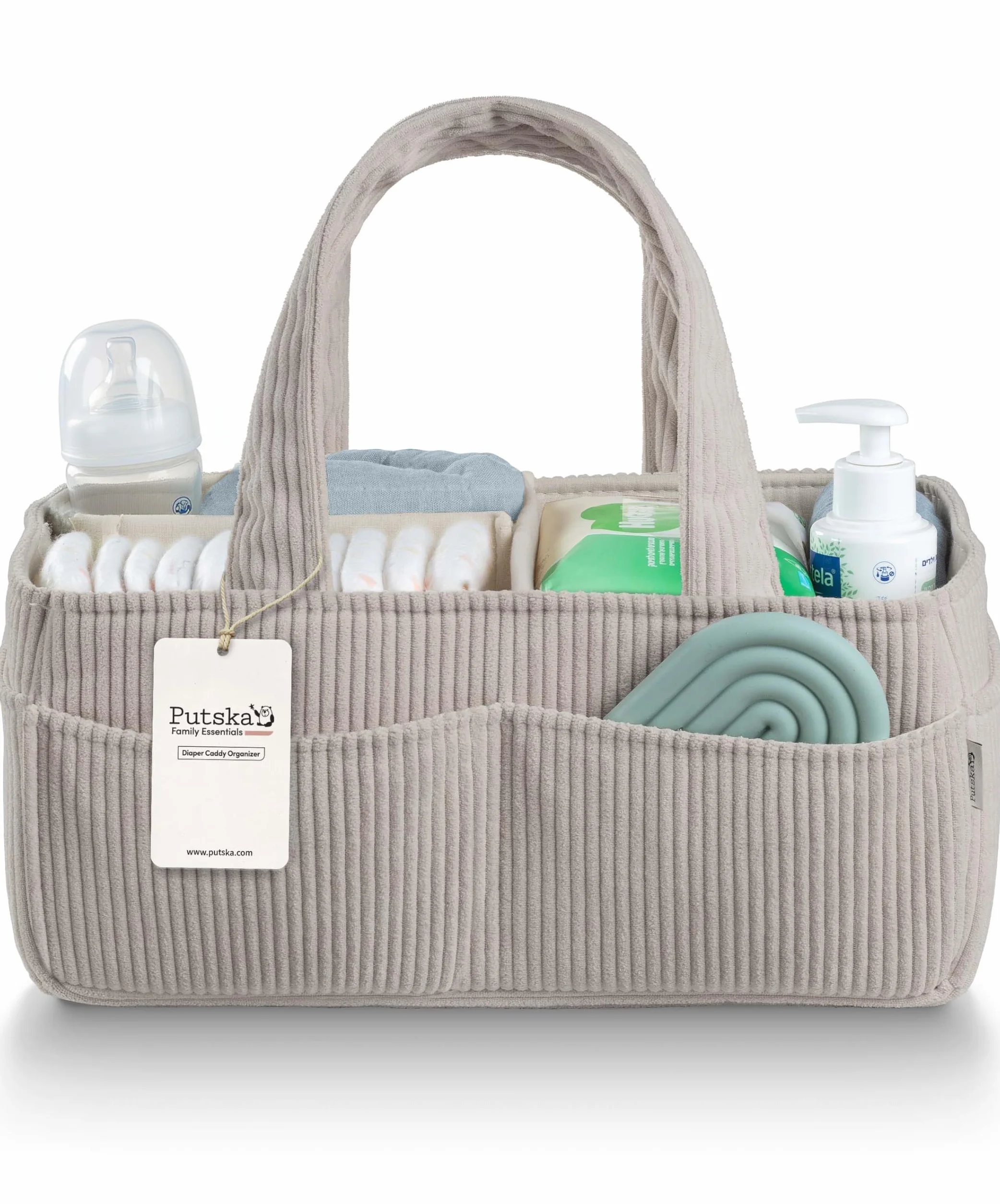 PUTSKA Pieluchy Caddy aksamitne paski szare