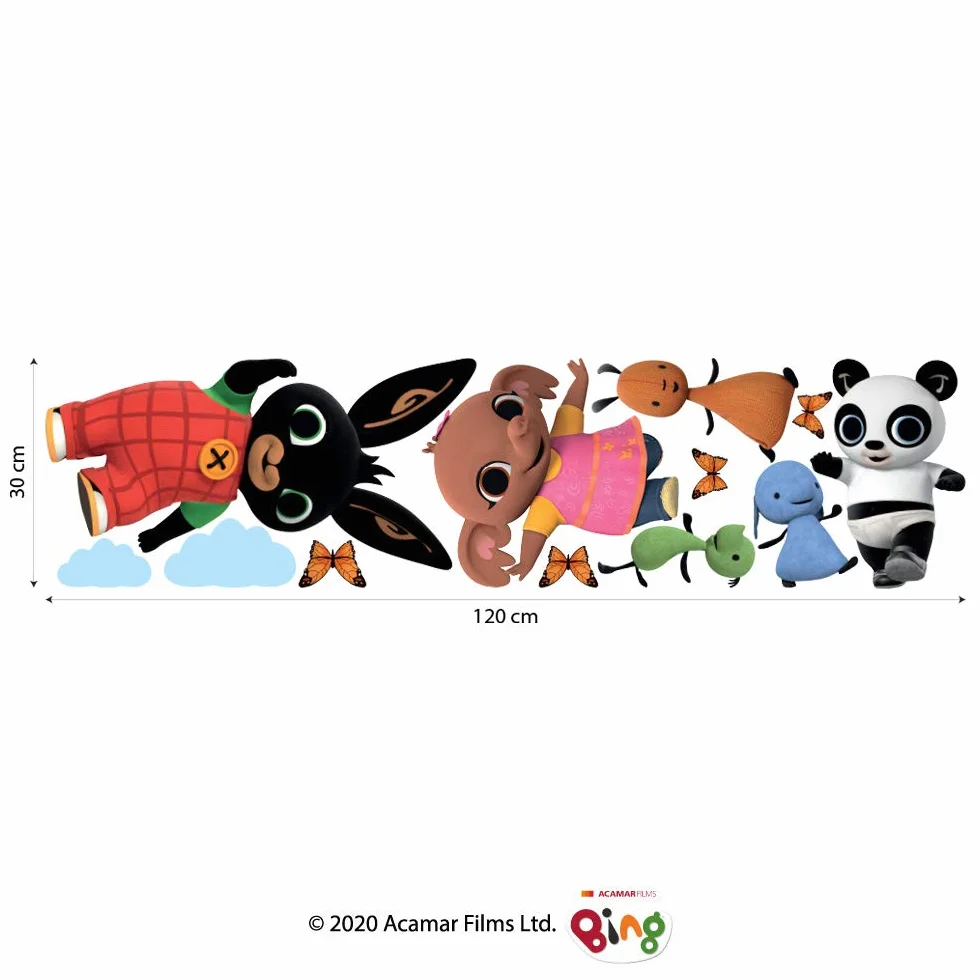 kina - B_R0002 Naklejki Ekologiczne i hipoalergiczne ścienne dla dzieci Miękkie, nadające się do zmiany położenia Efekt tkaniny Bing Cartoon Flop Pando Sula Noworodek Dekoracja Tapeta