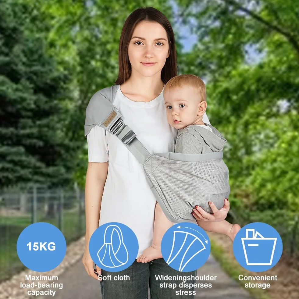 AUYAO Owijka Nosidełko Boczne Nosidełko Oddychające Regulowane Nosidełko dla niemowląt Lekkie Hip Nosidełko Ergonomiczne Regulowane i Wygodne Noszenie Dla Dzieci Do 15 KG